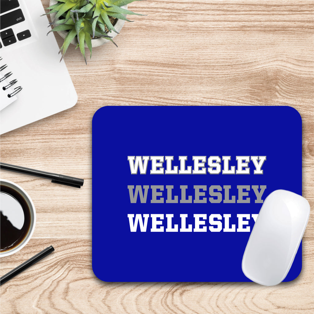 Wellesley College Triple Wordmark Mouse Pad (OC-WEL2-MH39A)