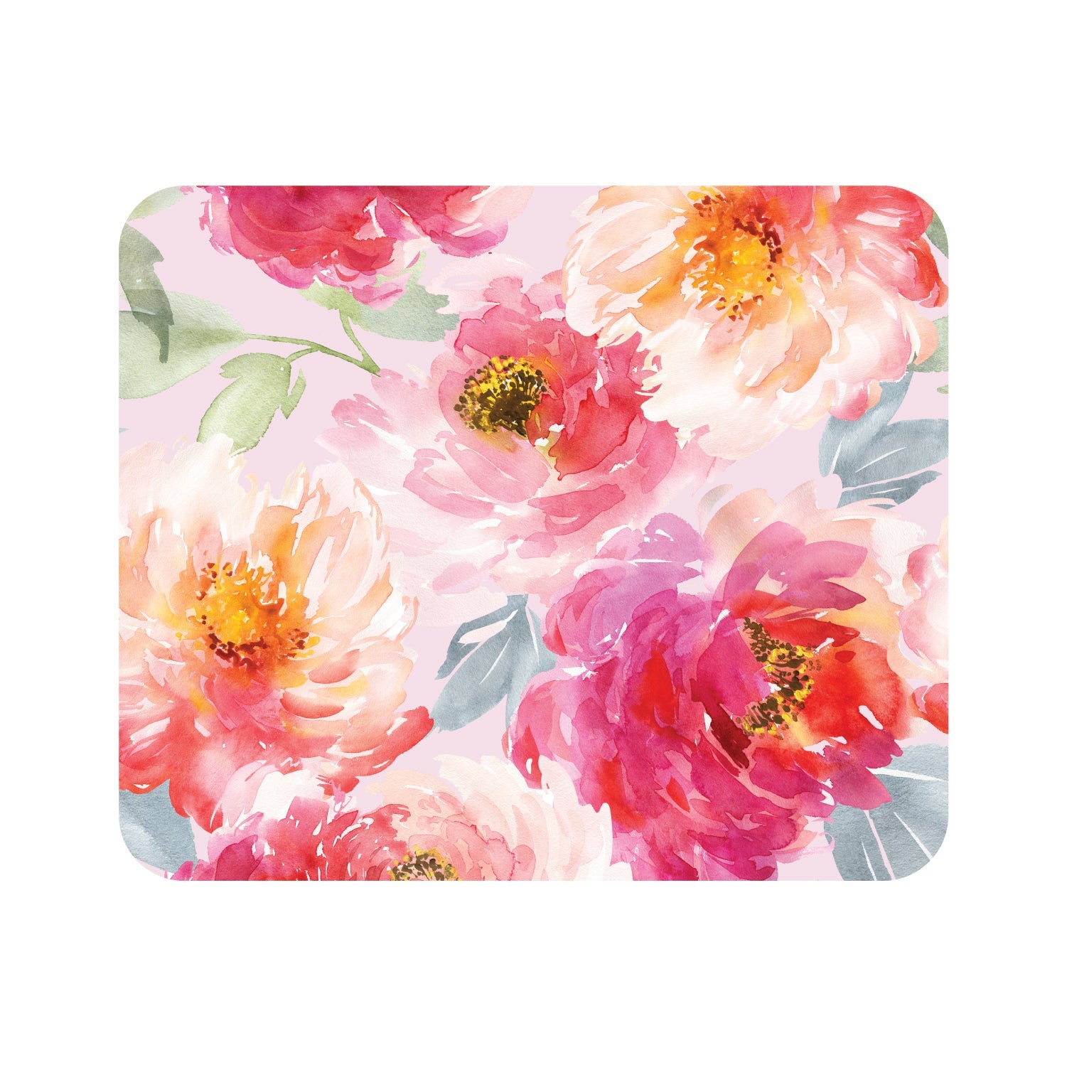 OTM Essentials Pink Mouse Pad, Watercolor Peonies