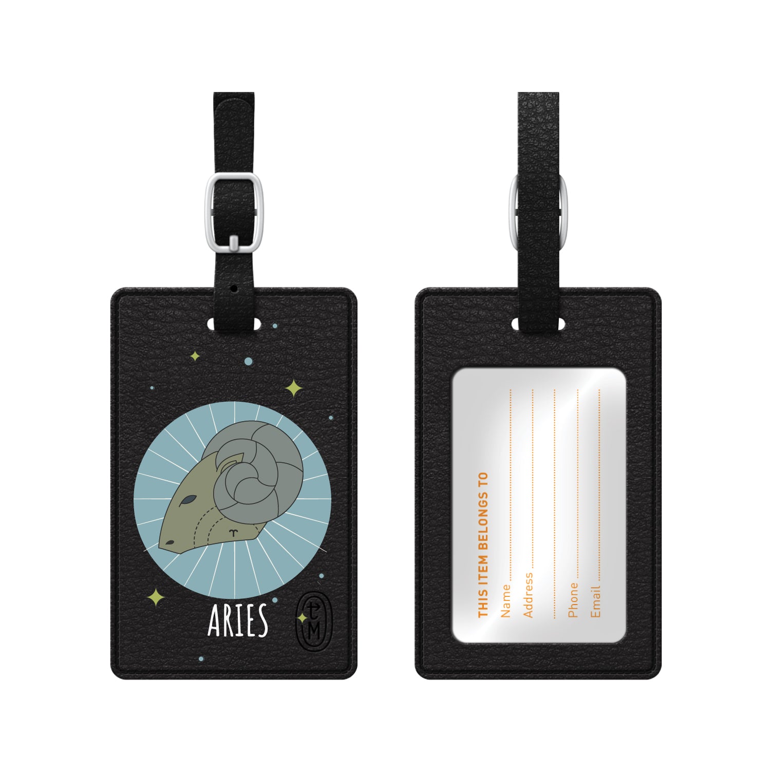 OTM Essentials Black Leather Luggage Tag