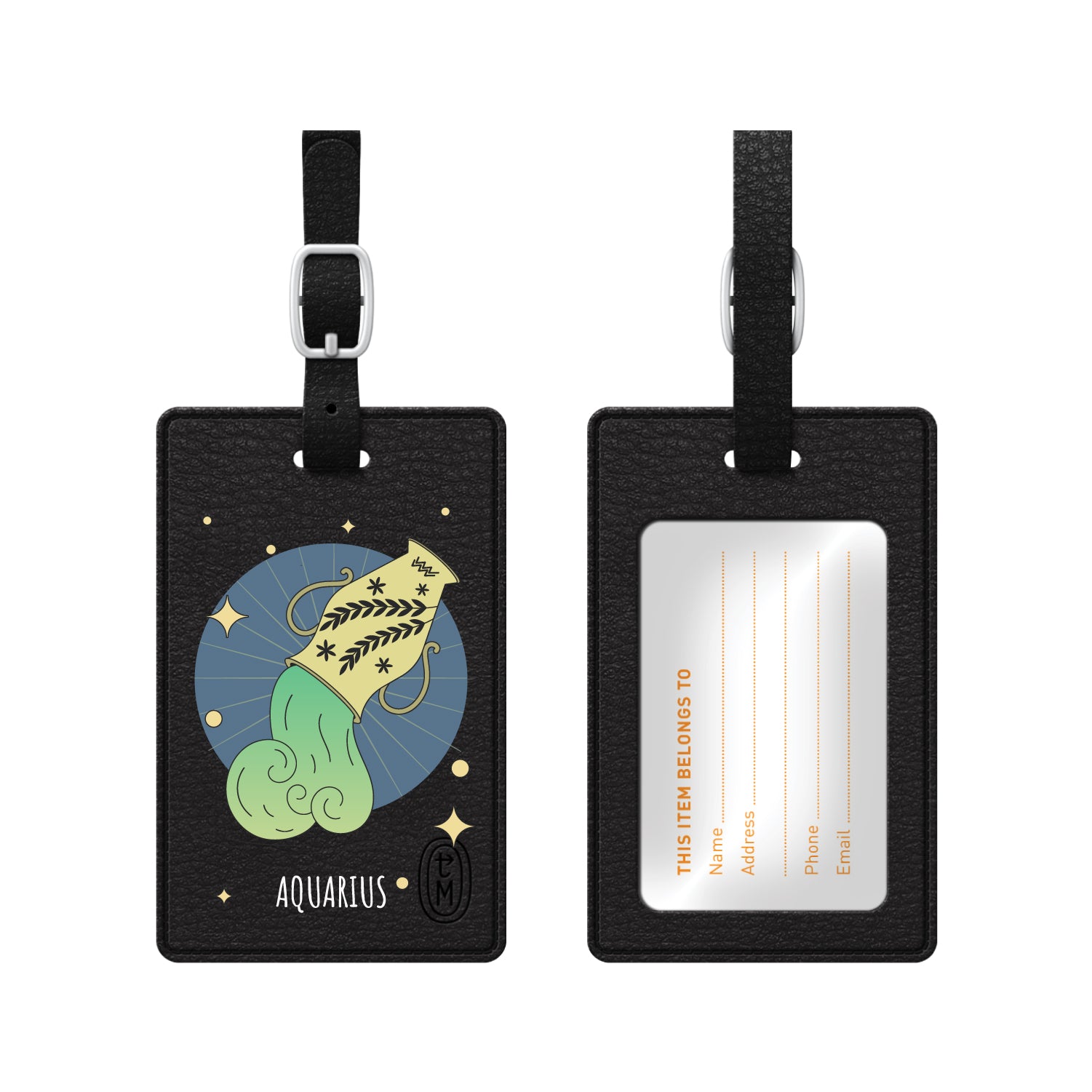 OTM Essentials Black Leather Luggage Tag