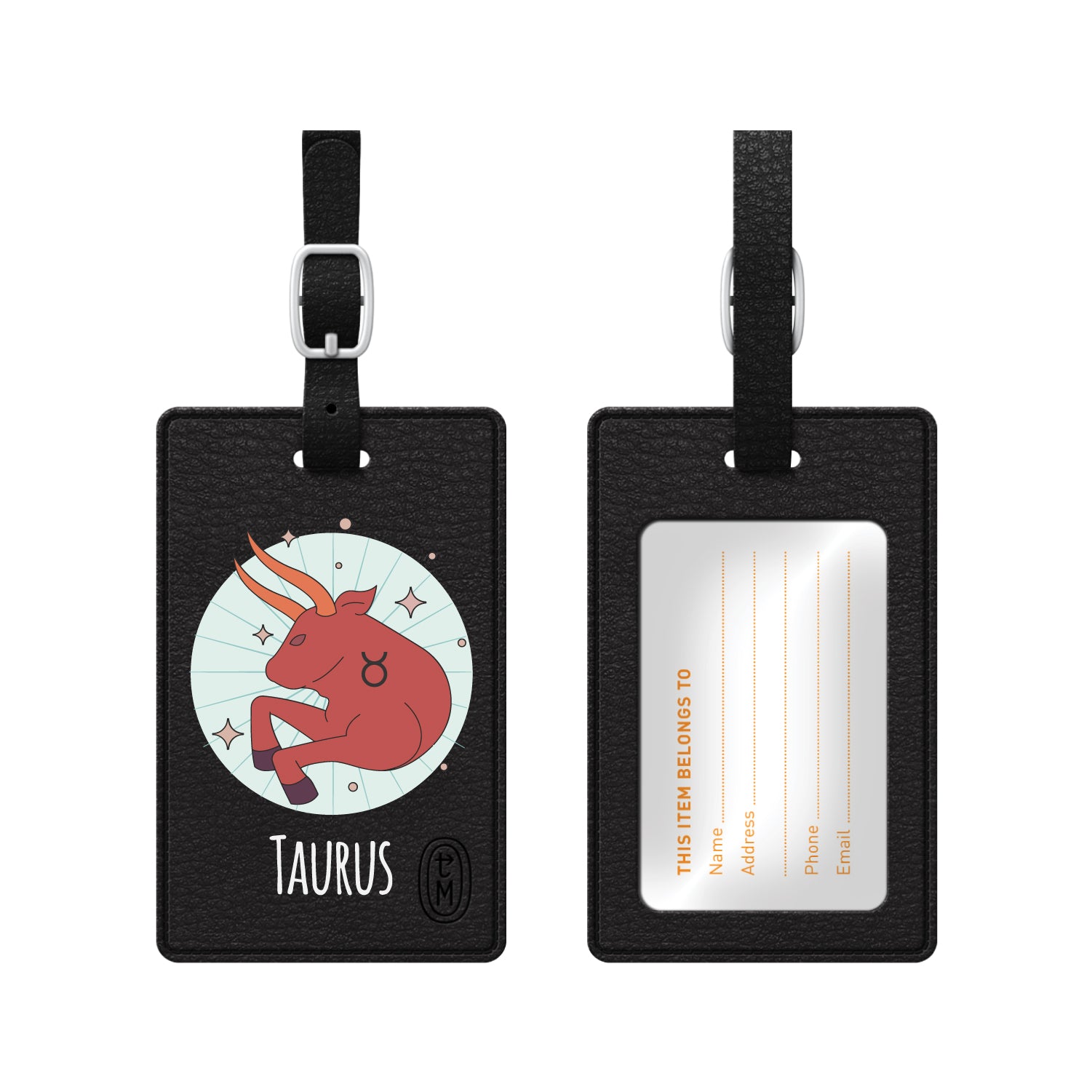 OTM Essentials Black Leather Luggage Tag