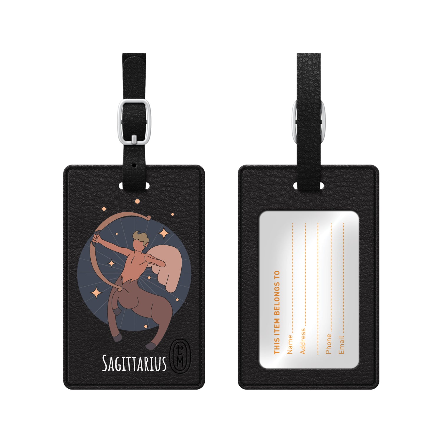 OTM Essentials Black Leather Luggage Tag