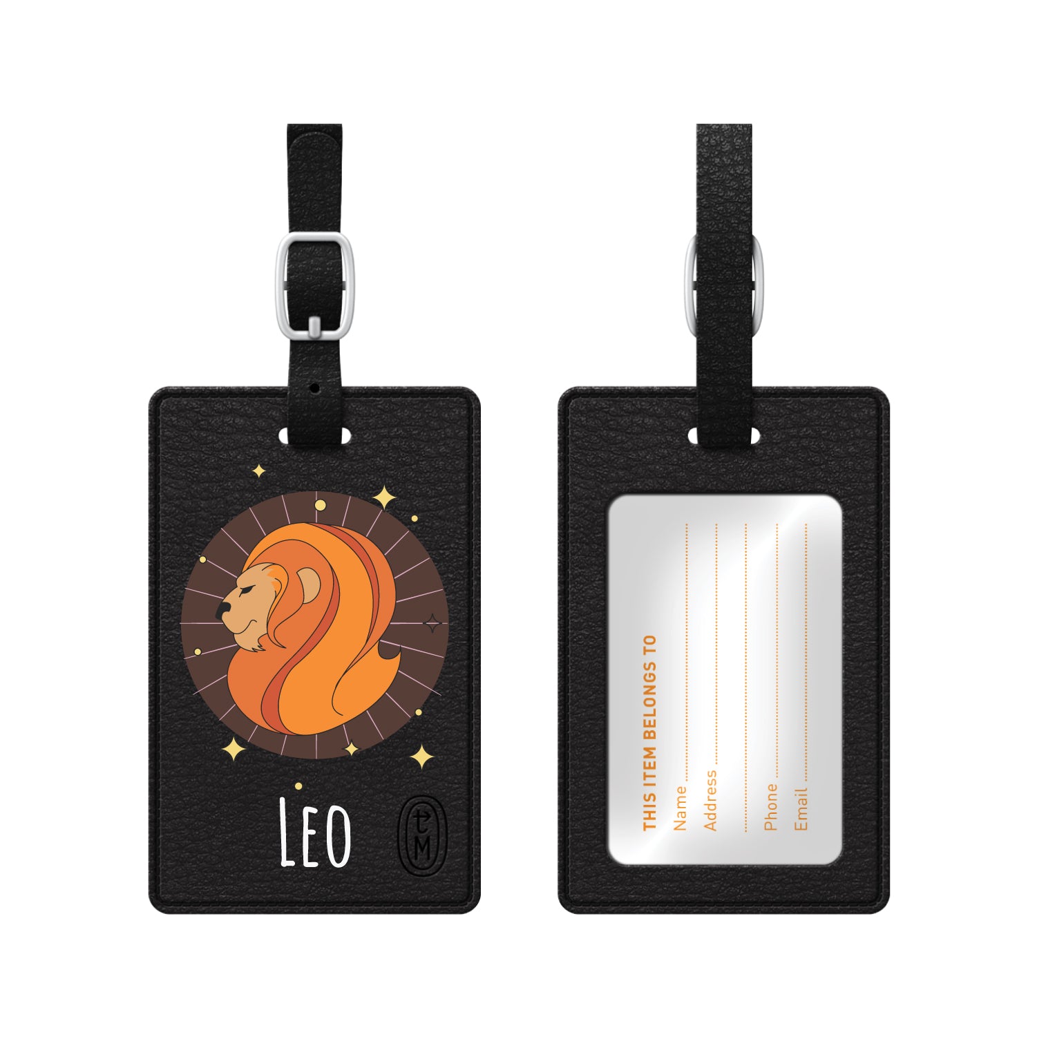 OTM Essentials Black Leather Luggage Tag