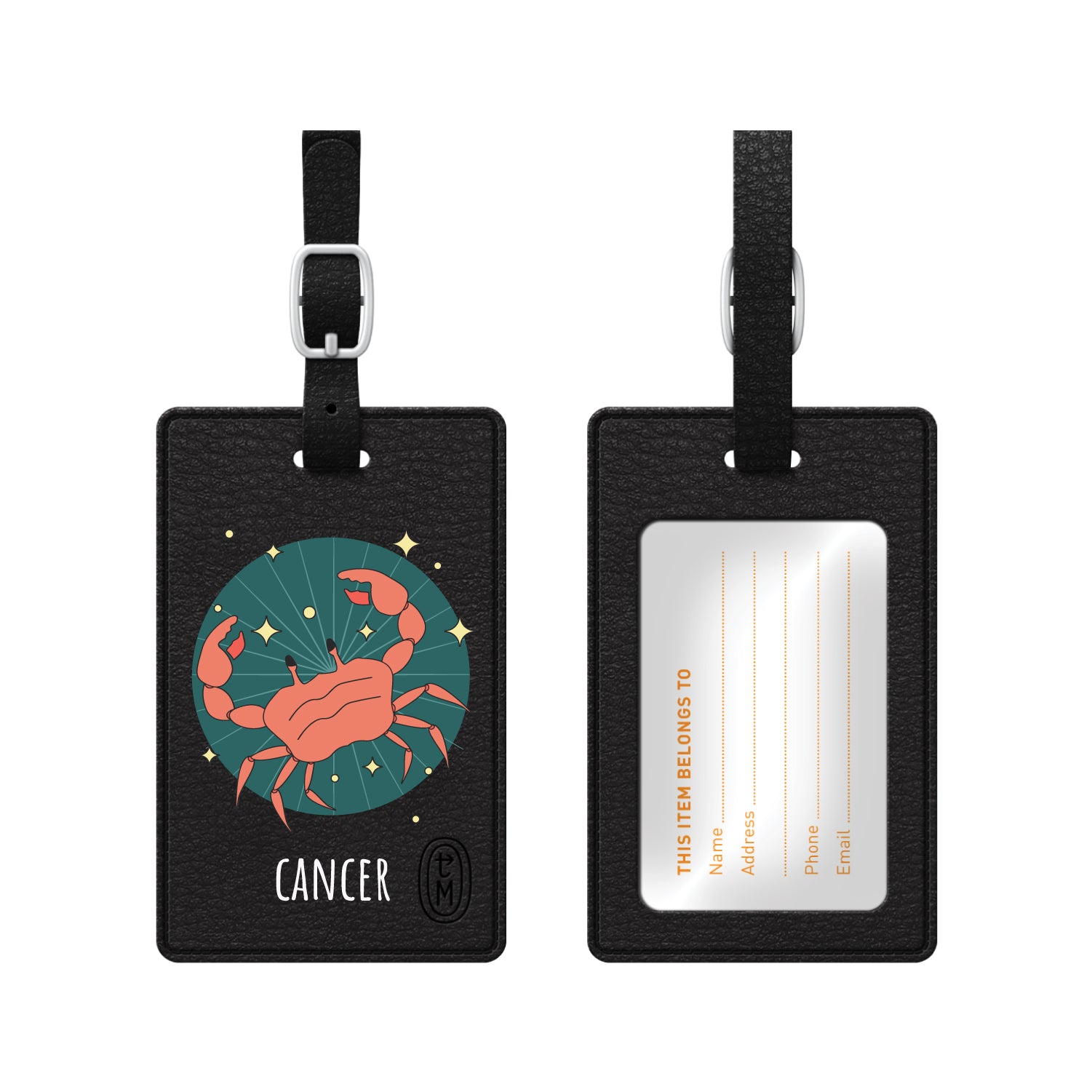 OTM Essentials Black Leather Luggage Tag