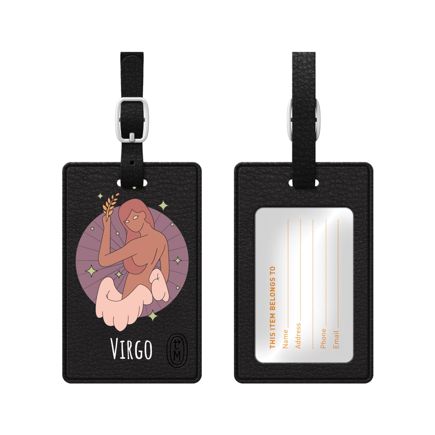 OTM Essentials Black Leather Luggage Tag