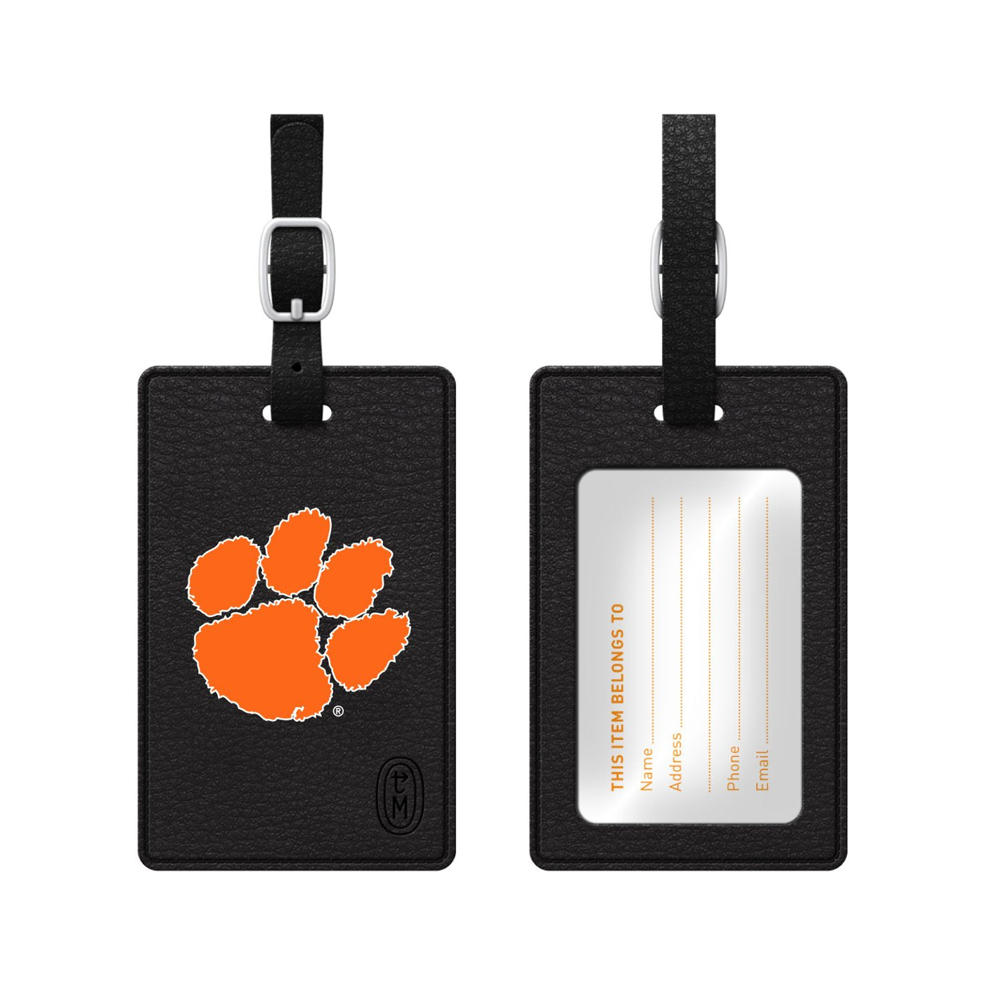 Luggage Tag, Faux Leather, Clemson University