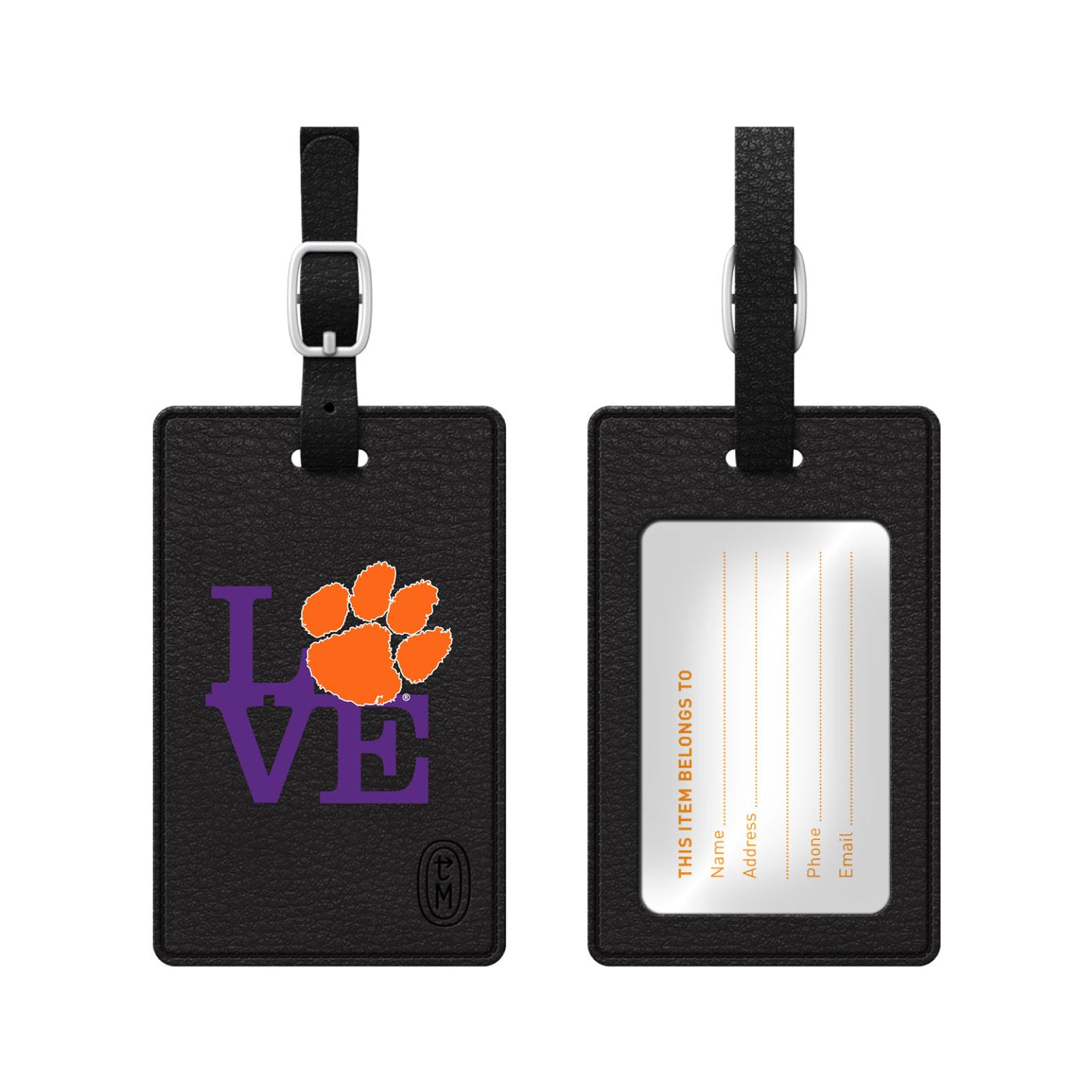 Luggage Tag, Faux Leather, Clemson University