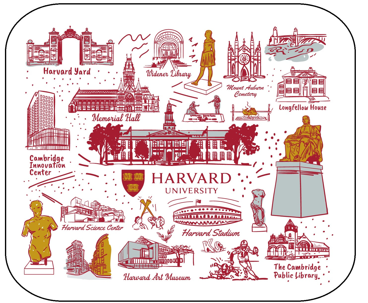 Mouse Pad, Fabric, Harvard University