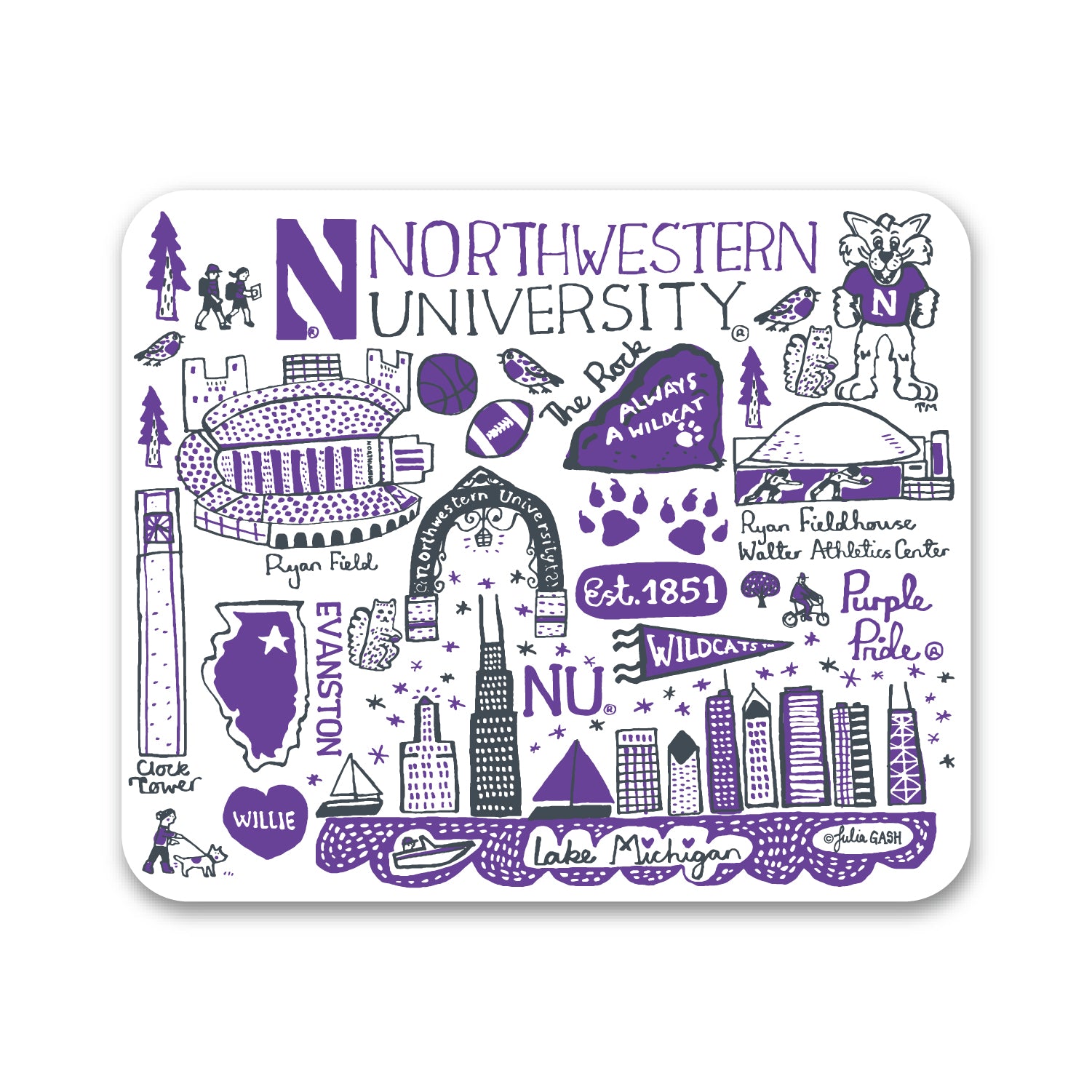 Mouse Pad, Fabric, Northwestern University