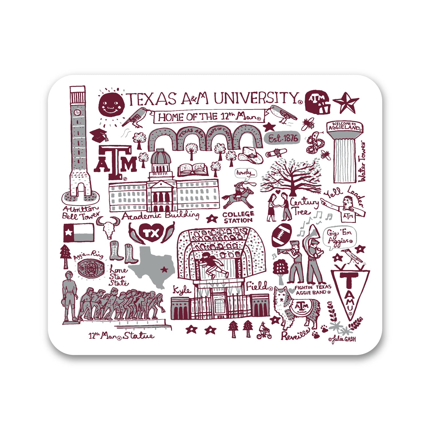 Mouse Pad, Fabric, Texas A&M University