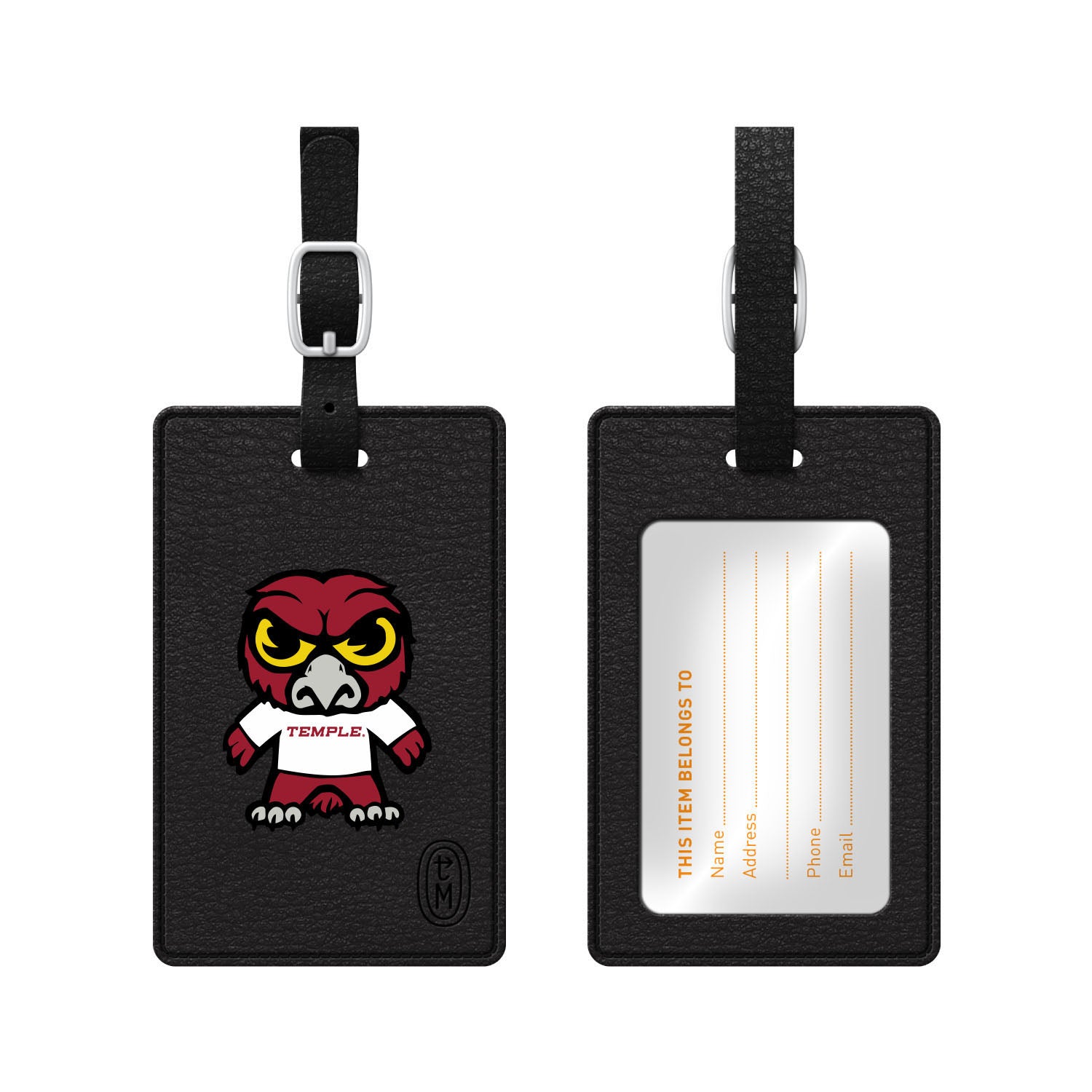 Temple University Faux Leather Luggage Tag