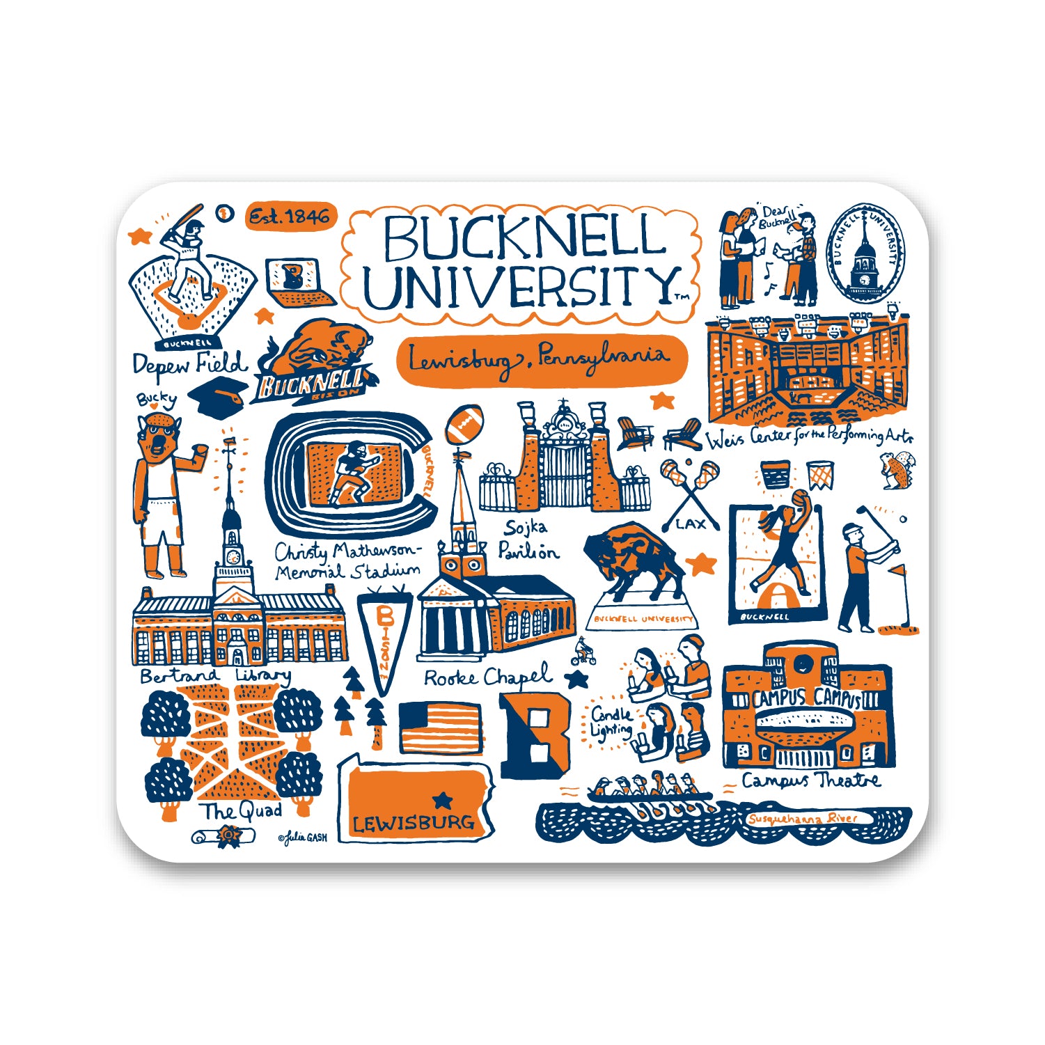 Mouse Pad, Fabric, Bucknell University