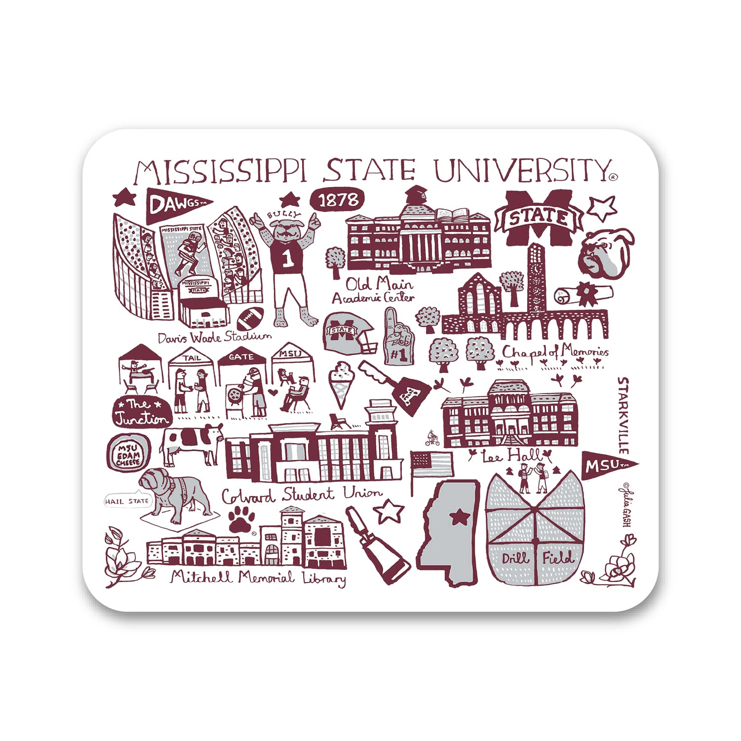 Mouse Pad, Fabric, Mississippi State University