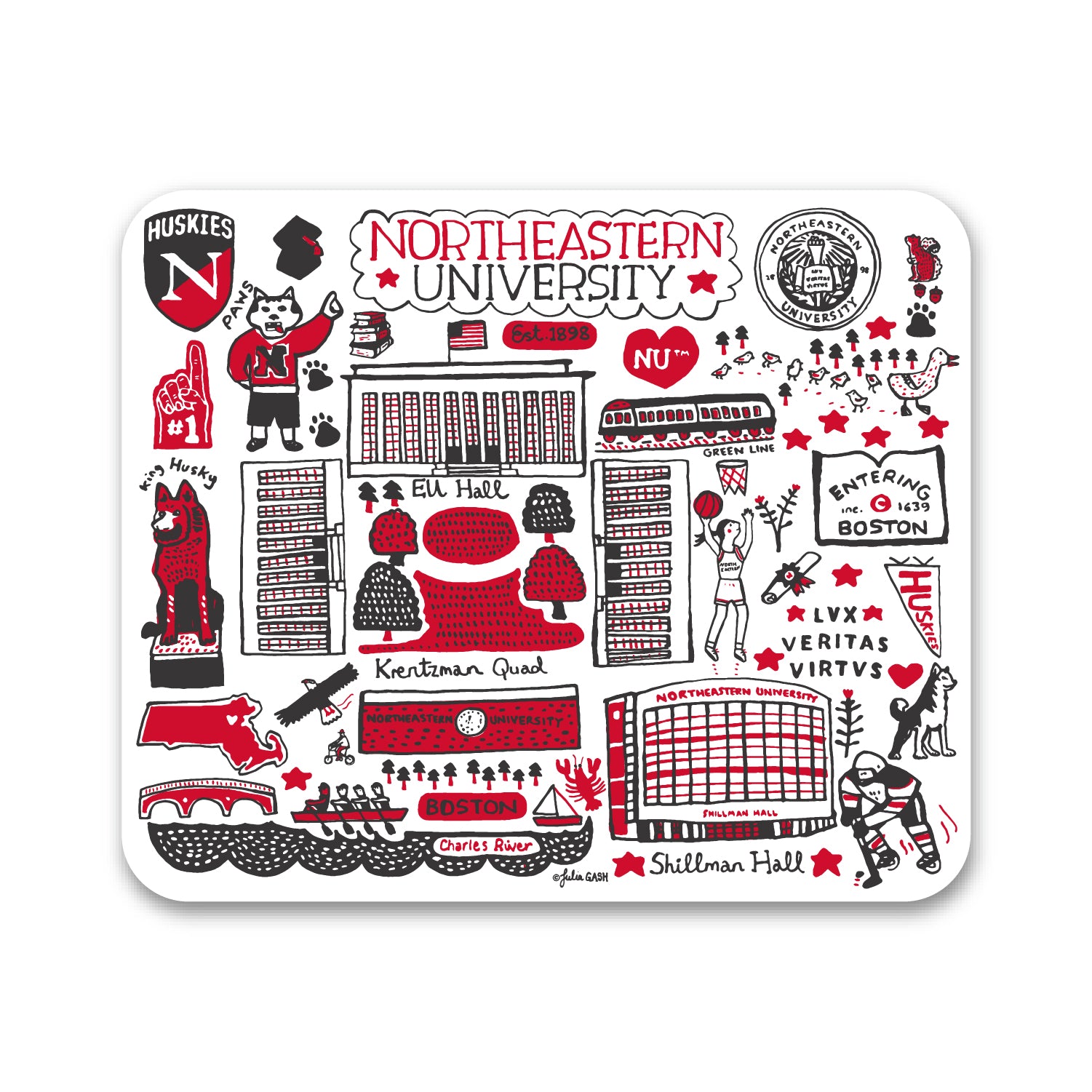 Mouse Pad, Fabric, Northeastern University