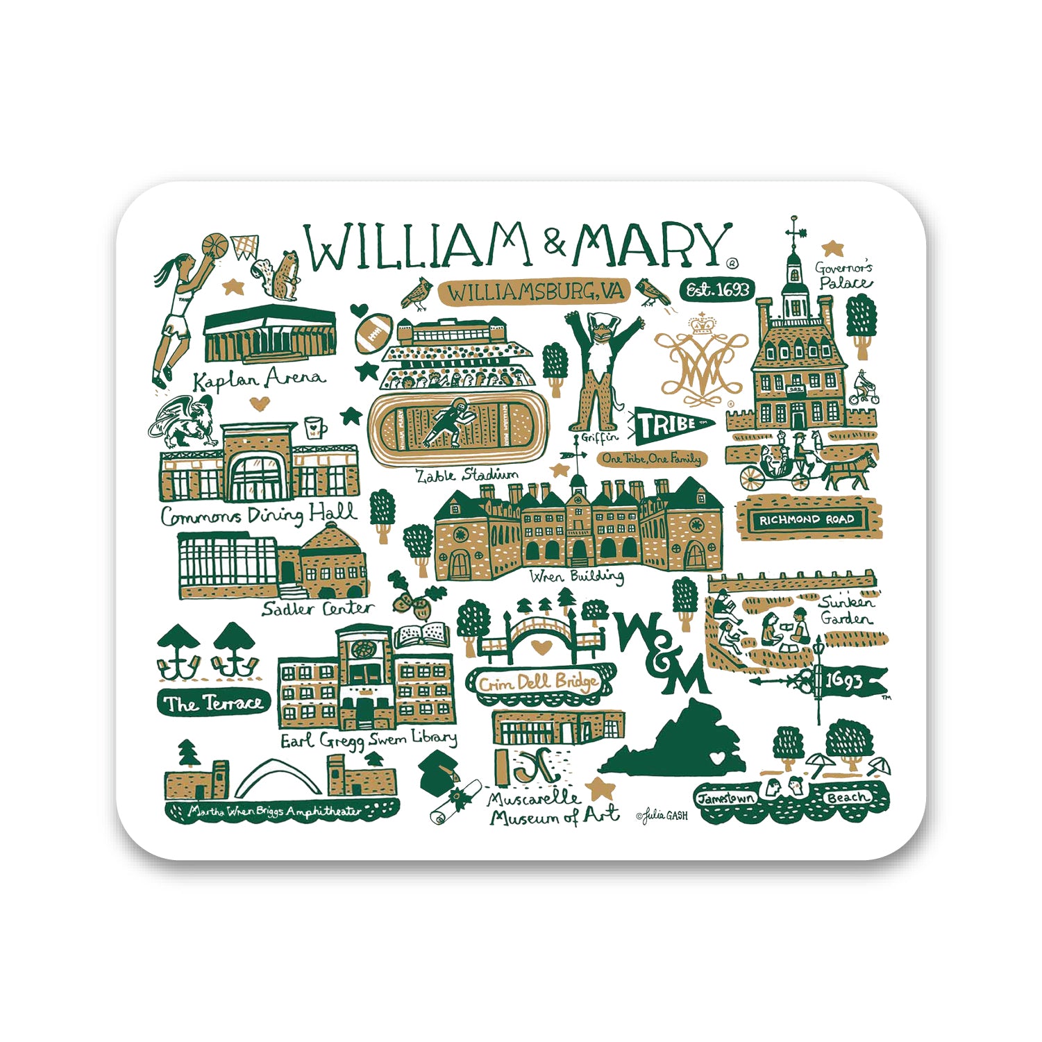 Mouse Pad, Fabric, College of William & Mary