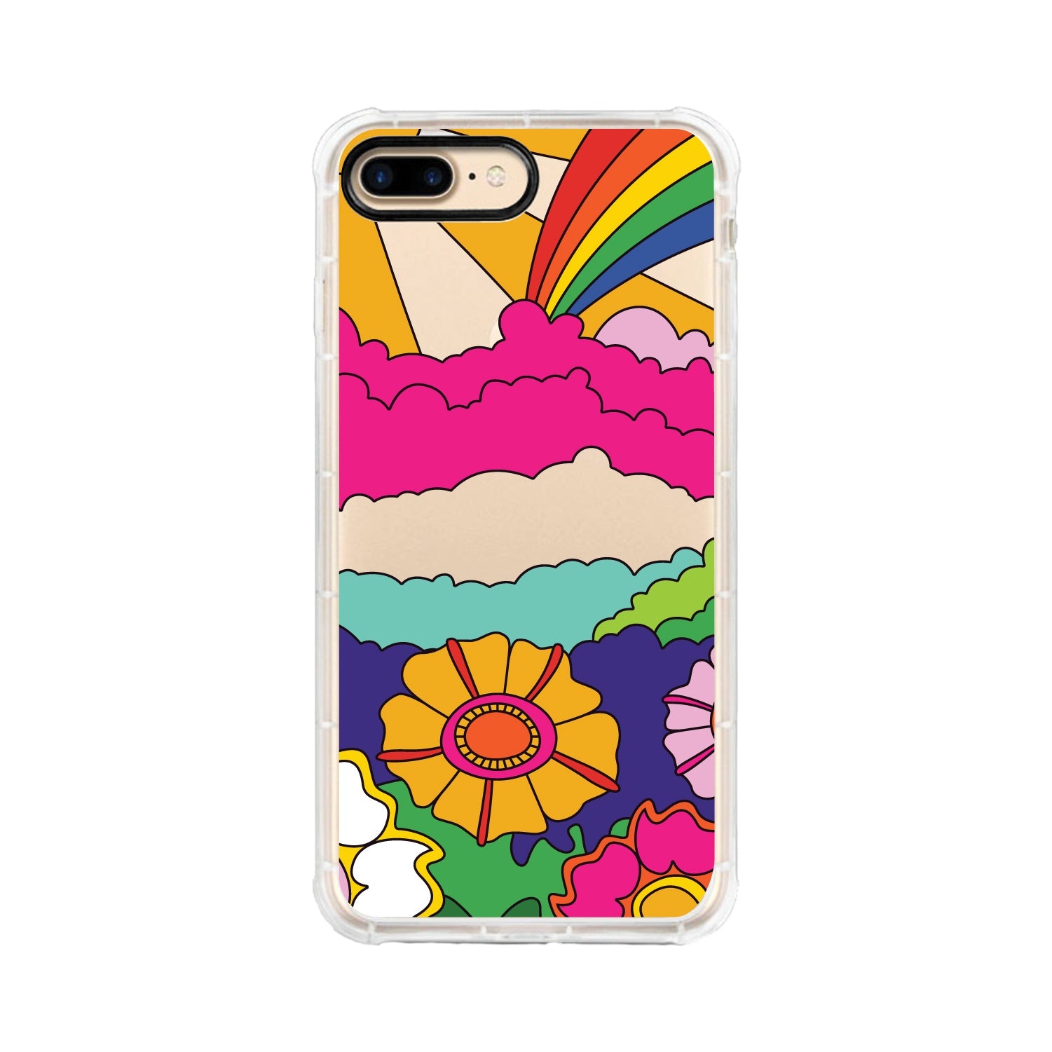 OTM Essentials iPhone Clear Tough Edge Phone Case, Rainbow Sunrise