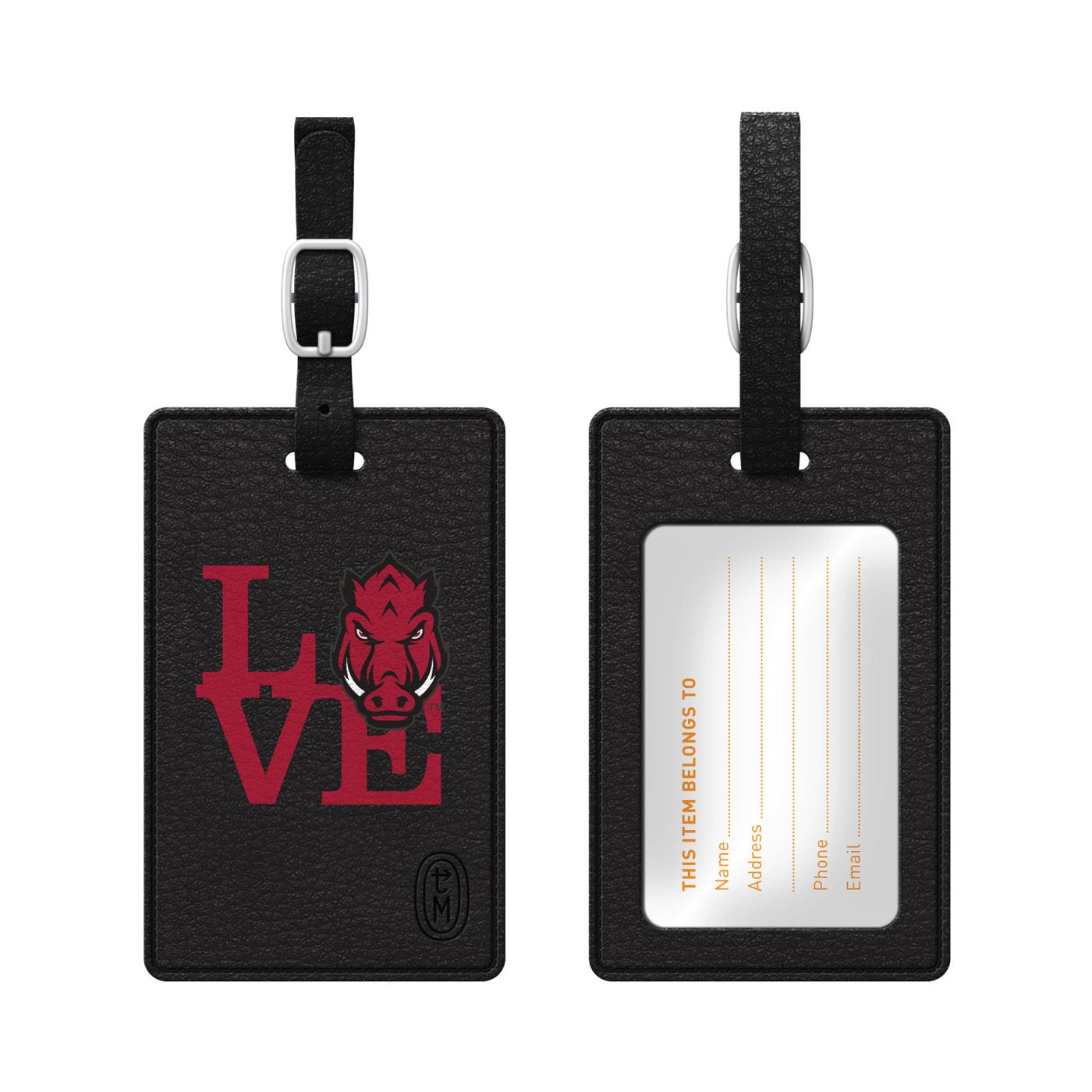 University of Arkansas - Fayetteville Faux Leather Luggage Tag, Love