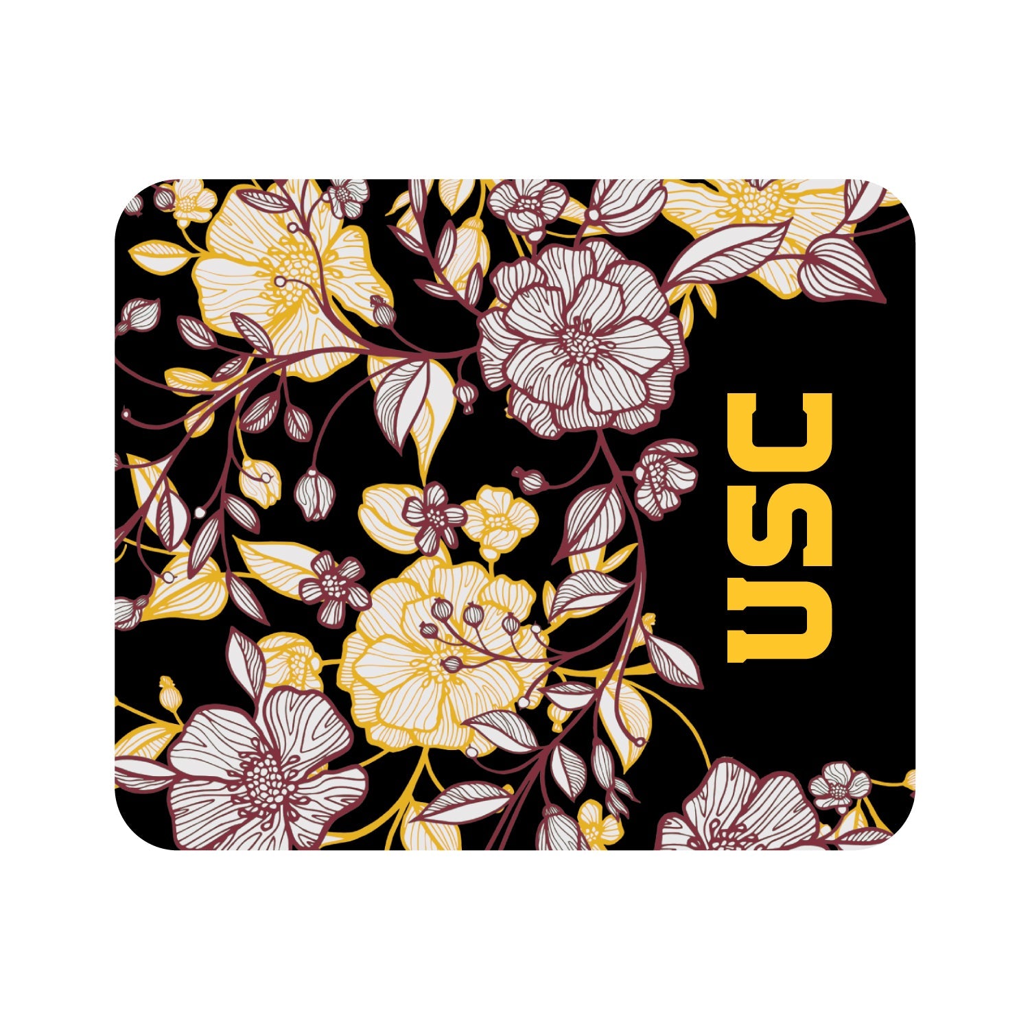 University of Southern California V4 Black Mousepad, Floral Lace V1