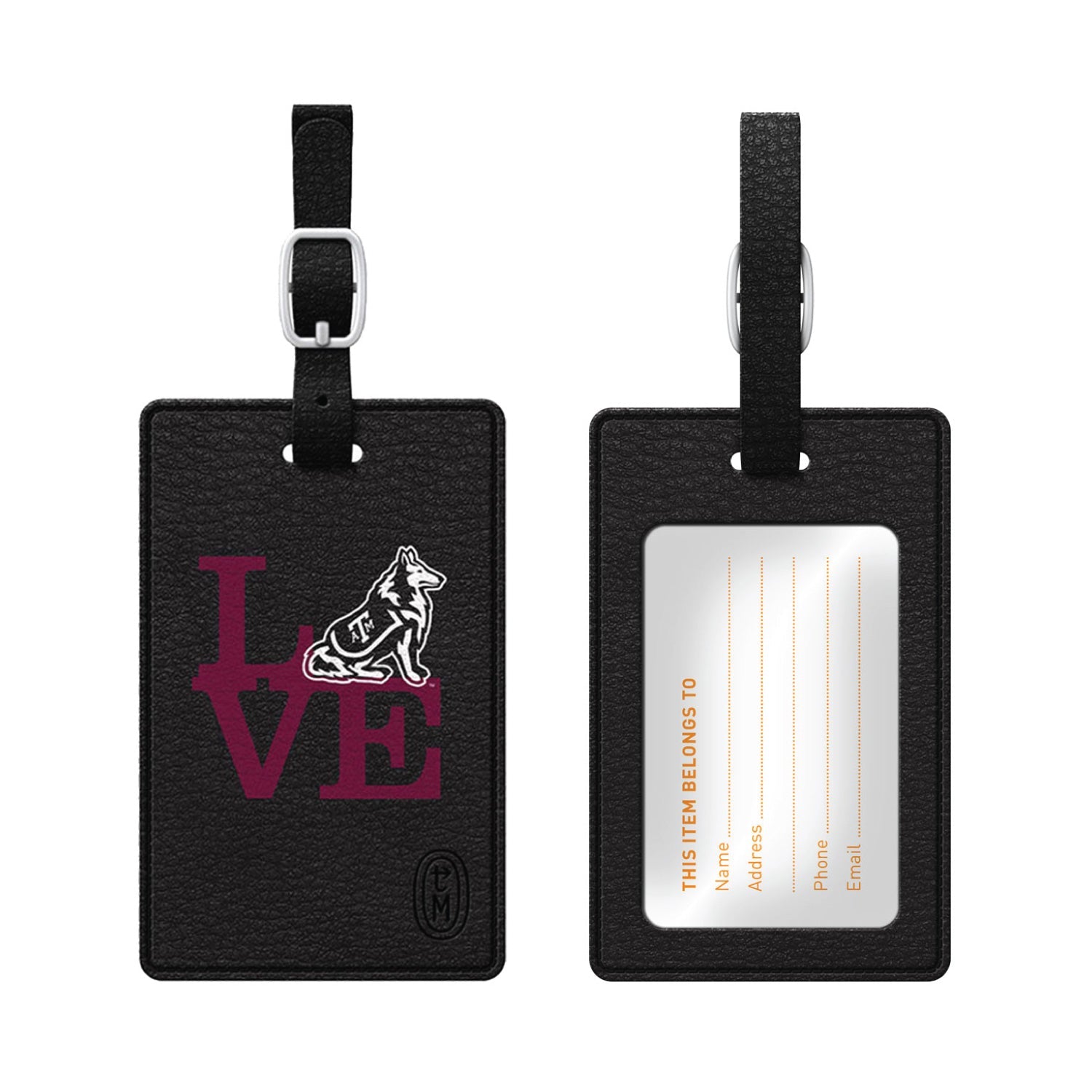 Texas A&M University Faux Leather Luggage Tag, Love