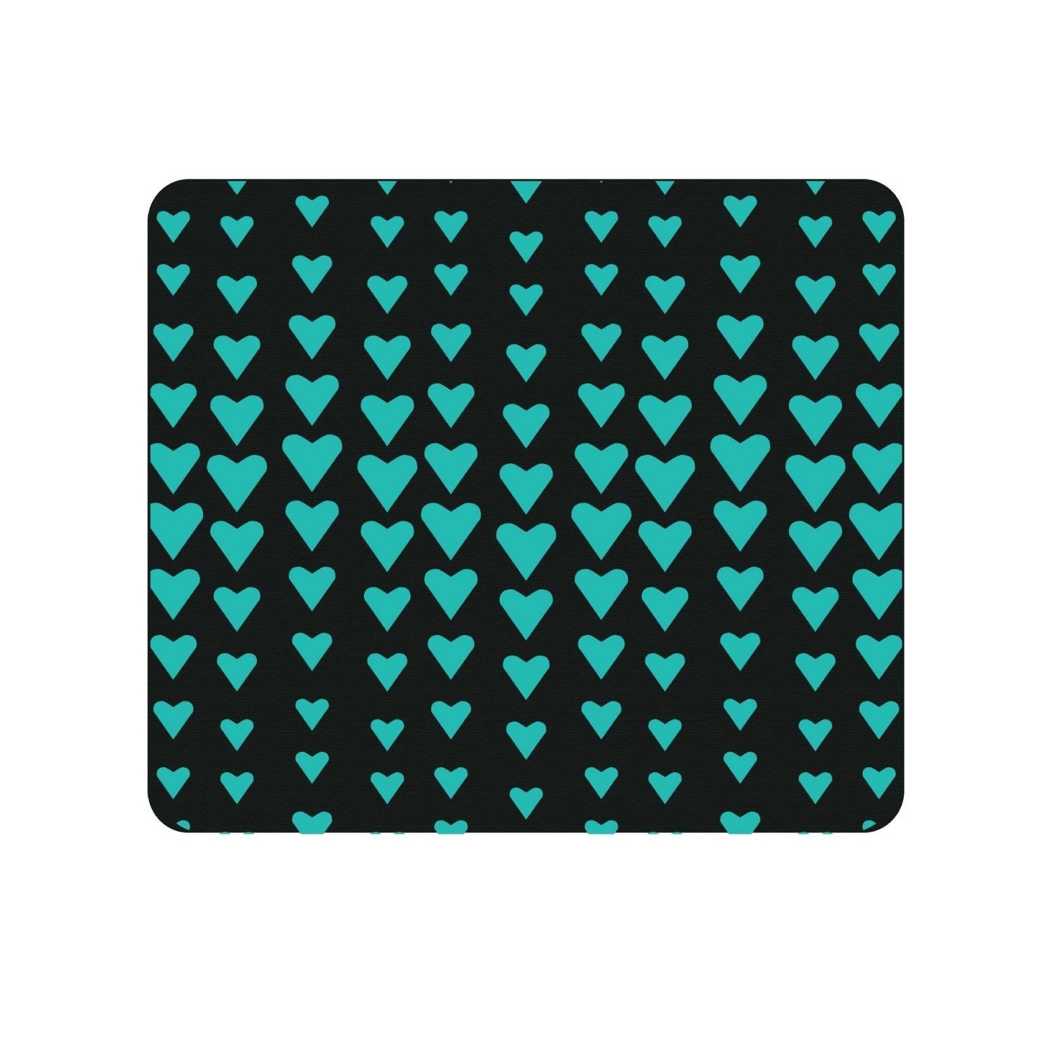 OTM Prints Black Mouse Pad, Falling Turquoise Hearts