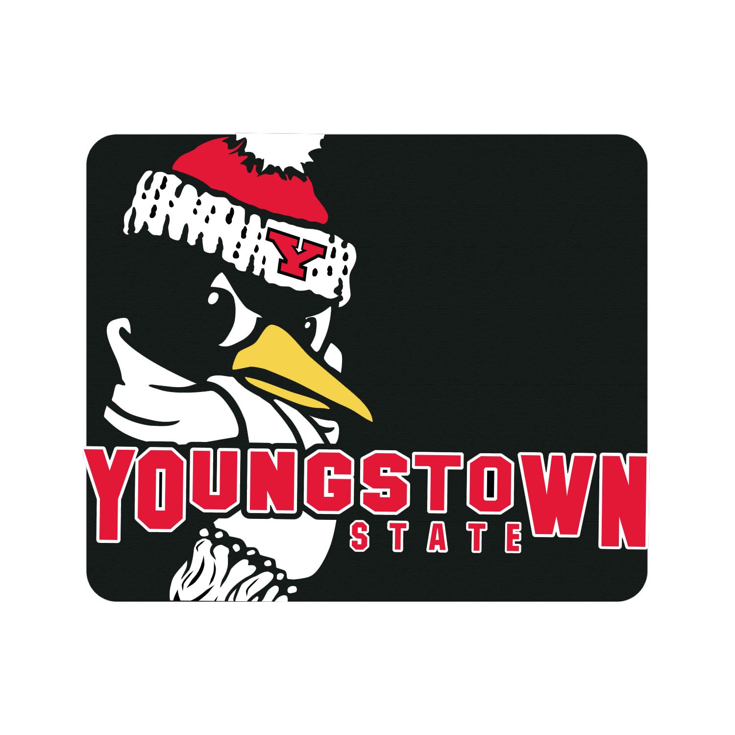 Youngstown State University Black Mouse Pad, Cropped V1