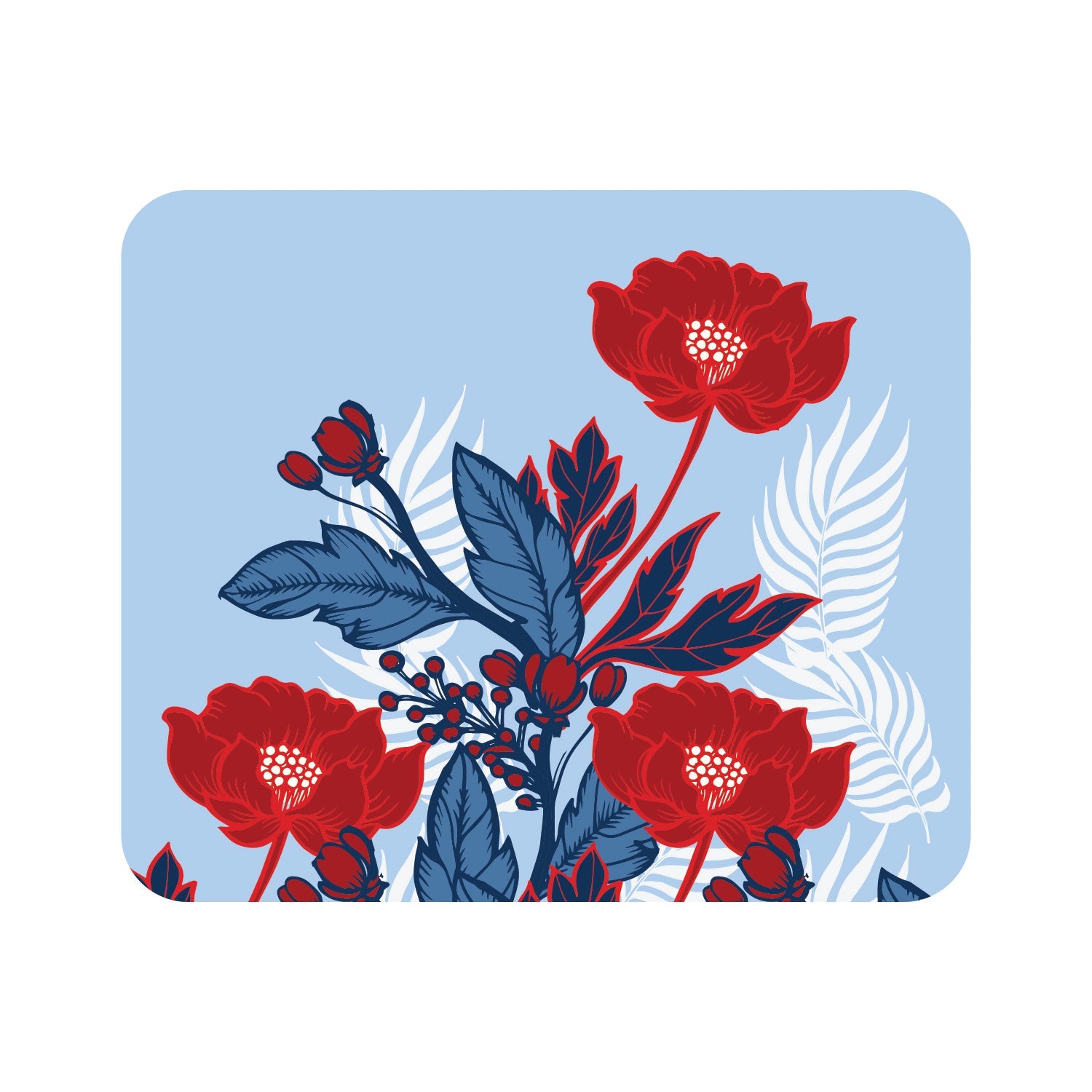 OTM Essentials Light Blue Mouse Pad, Red Poppies
