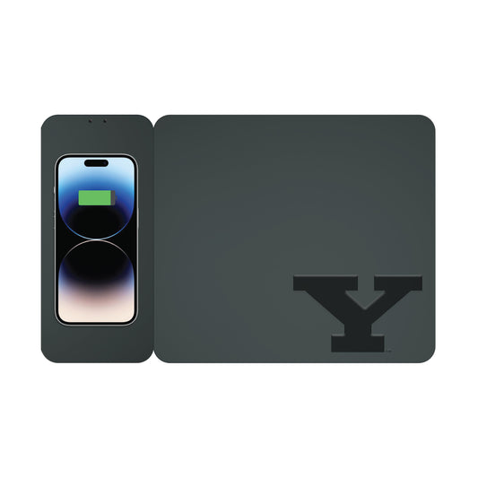 Youngstown State University Leather Wireless Charging Mouse Pad, Black, Alumni