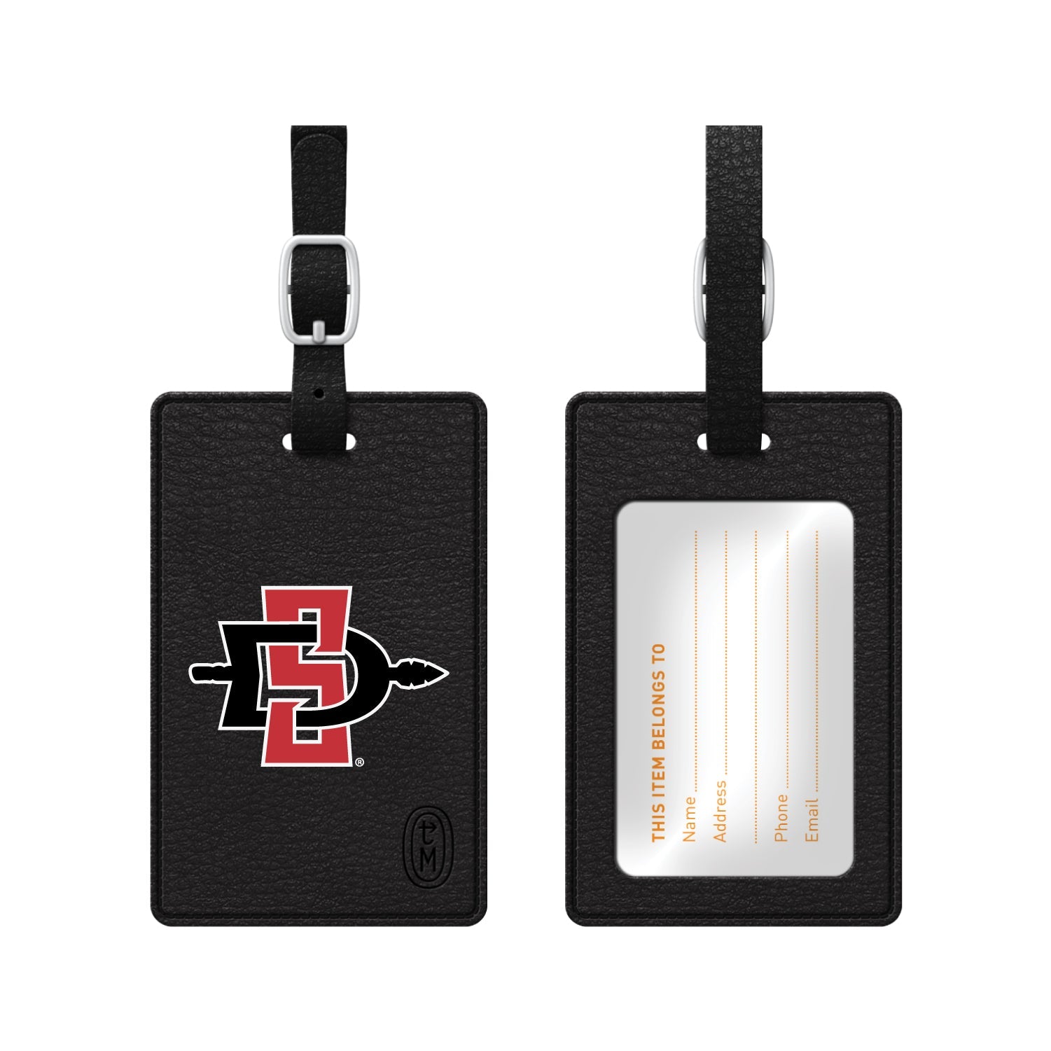 San Diego State University Faux Leather Luggage Tag, Classic