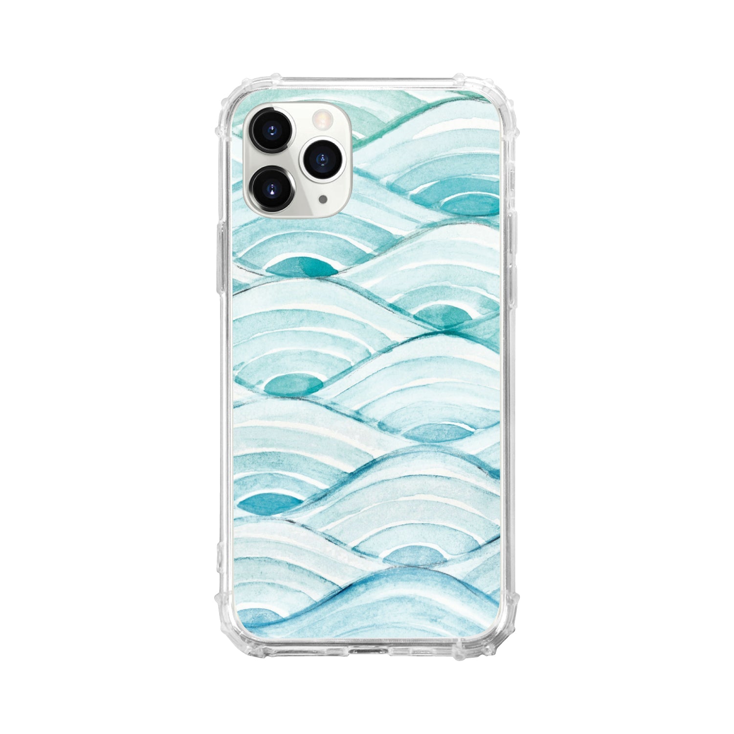 OTM Essentials iPhone Clear Tough Edge Phone Case, Watercolor Waves