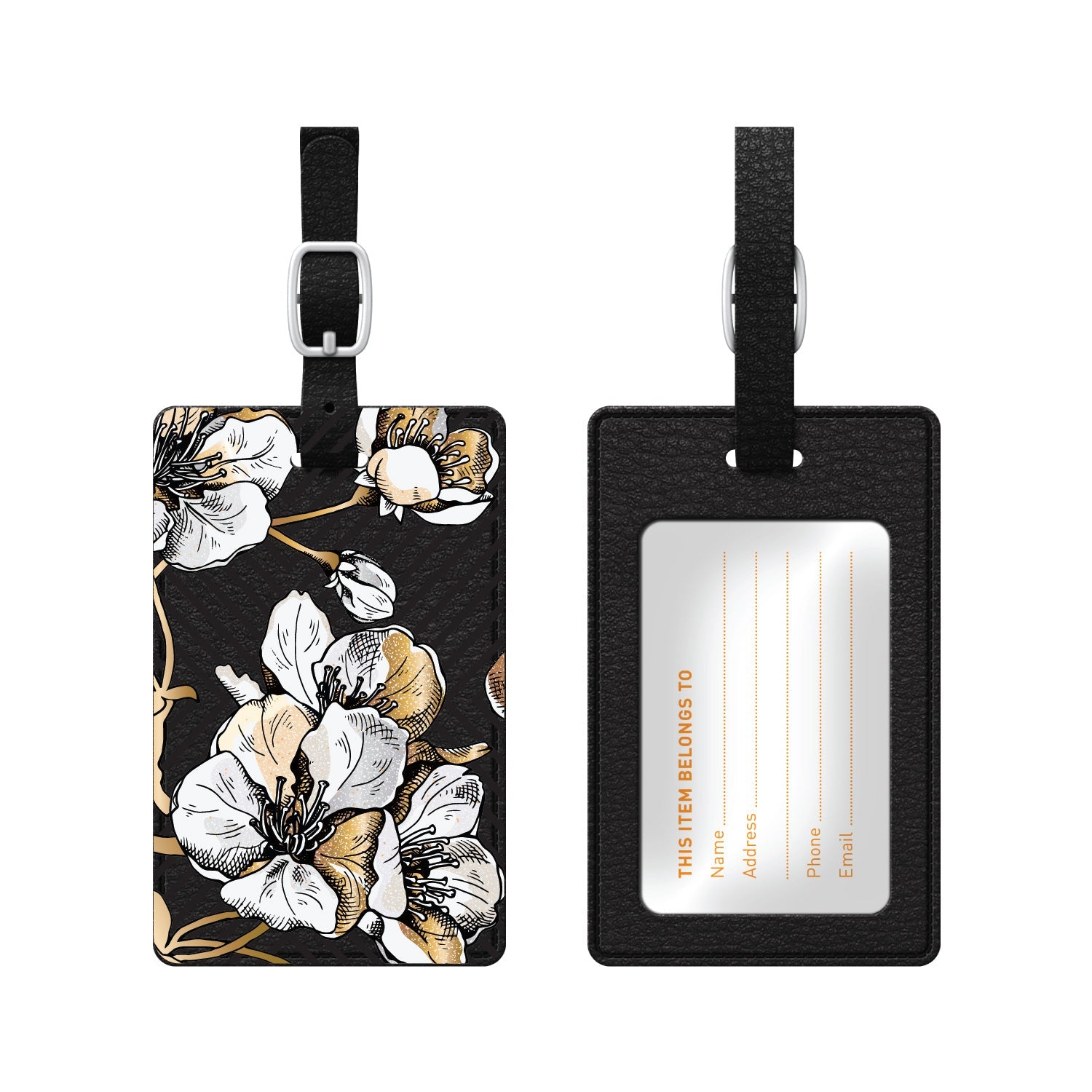Luggage Tag, Cherry Blossoms Gold