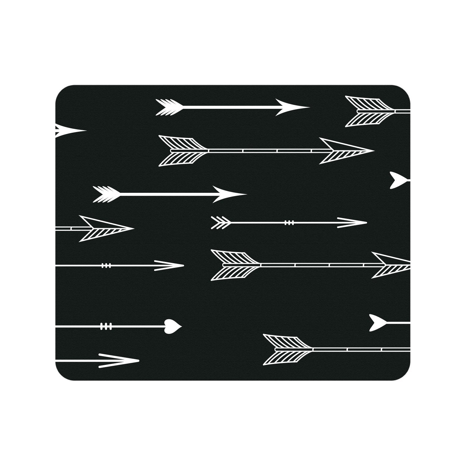 OTM Prints Black Mouse Pad, Flying Arrows White