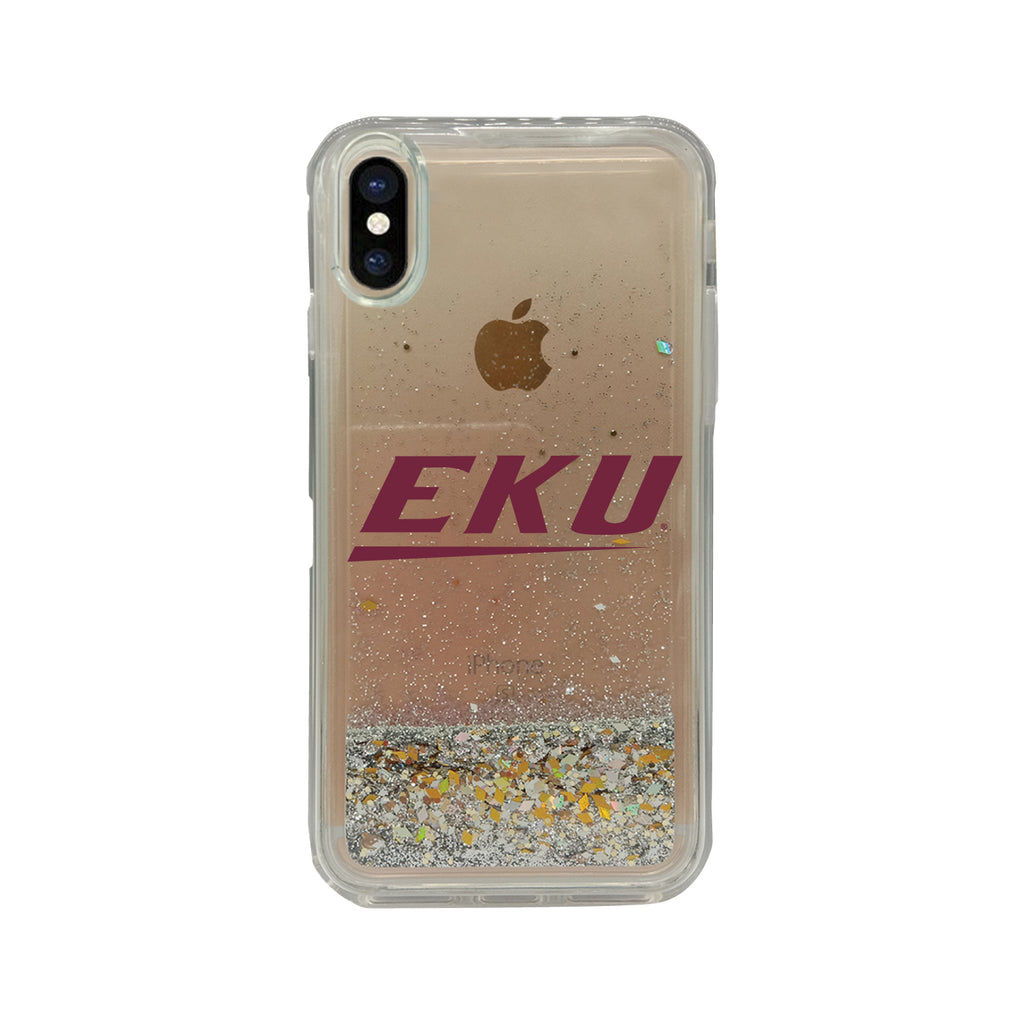Eastern Kentucky University V2 Clear Glitter Shell Phone Case, Classic V1 - iPhone X/Xs