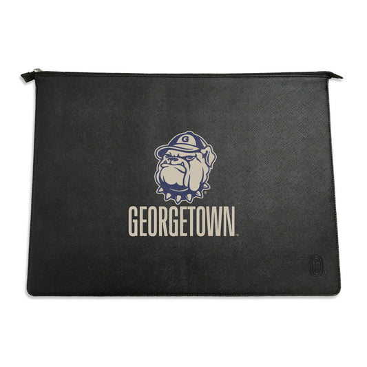 Georgetown University Black Leather Laptop Sleeve, Classic - 15"