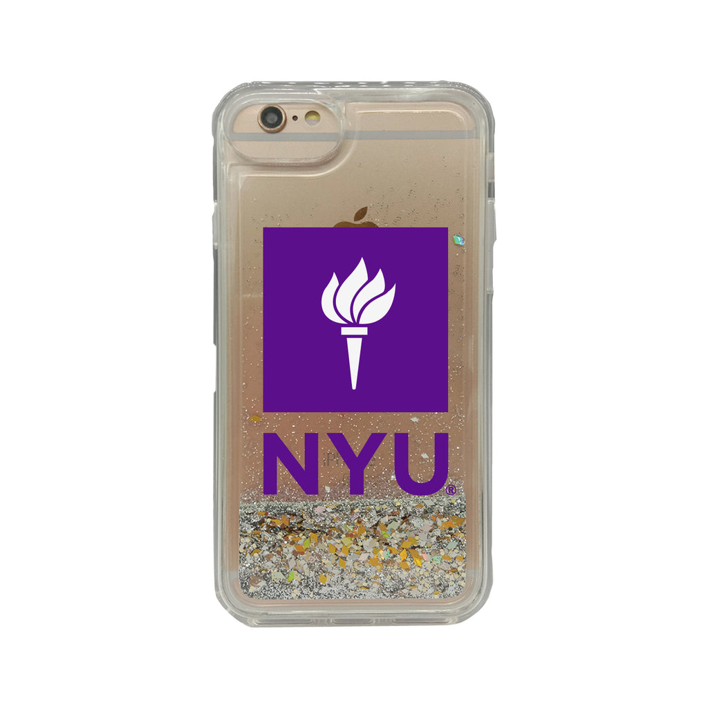 New York University V2 Clear Glitter Shell Phone Case, Classic V1 - iPhone 7/8