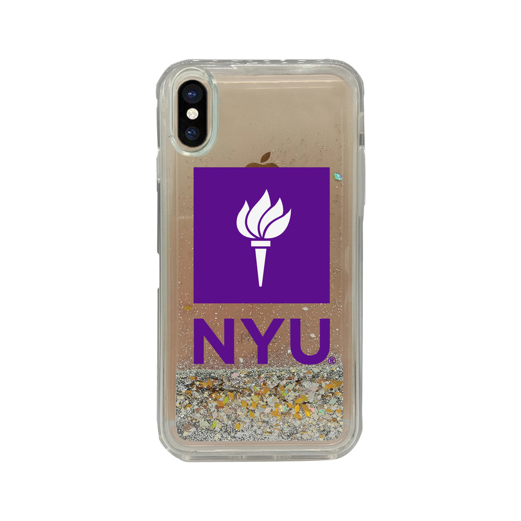 New York University V2 Clear Glitter Shell Phone Case, Classic V1 - iPhone X/Xs