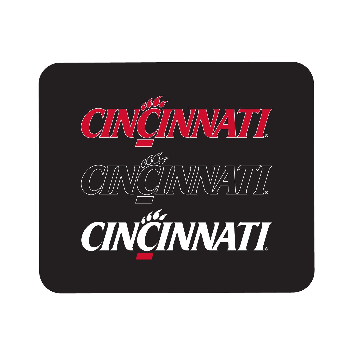 University of Cincinnati Mousepad, Triple Wordmark V1