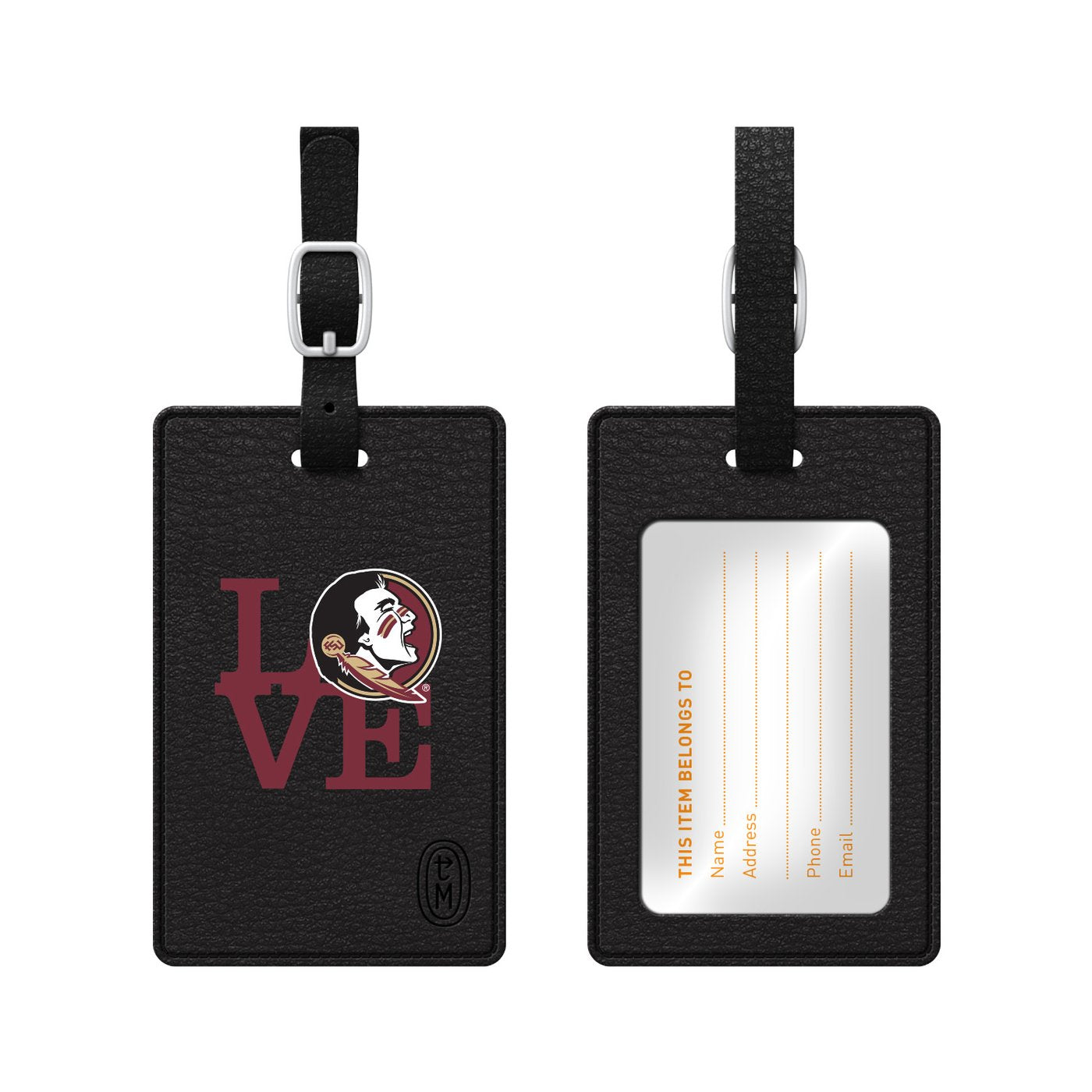 Florida State University Faux Leather Luggage Tag, Love