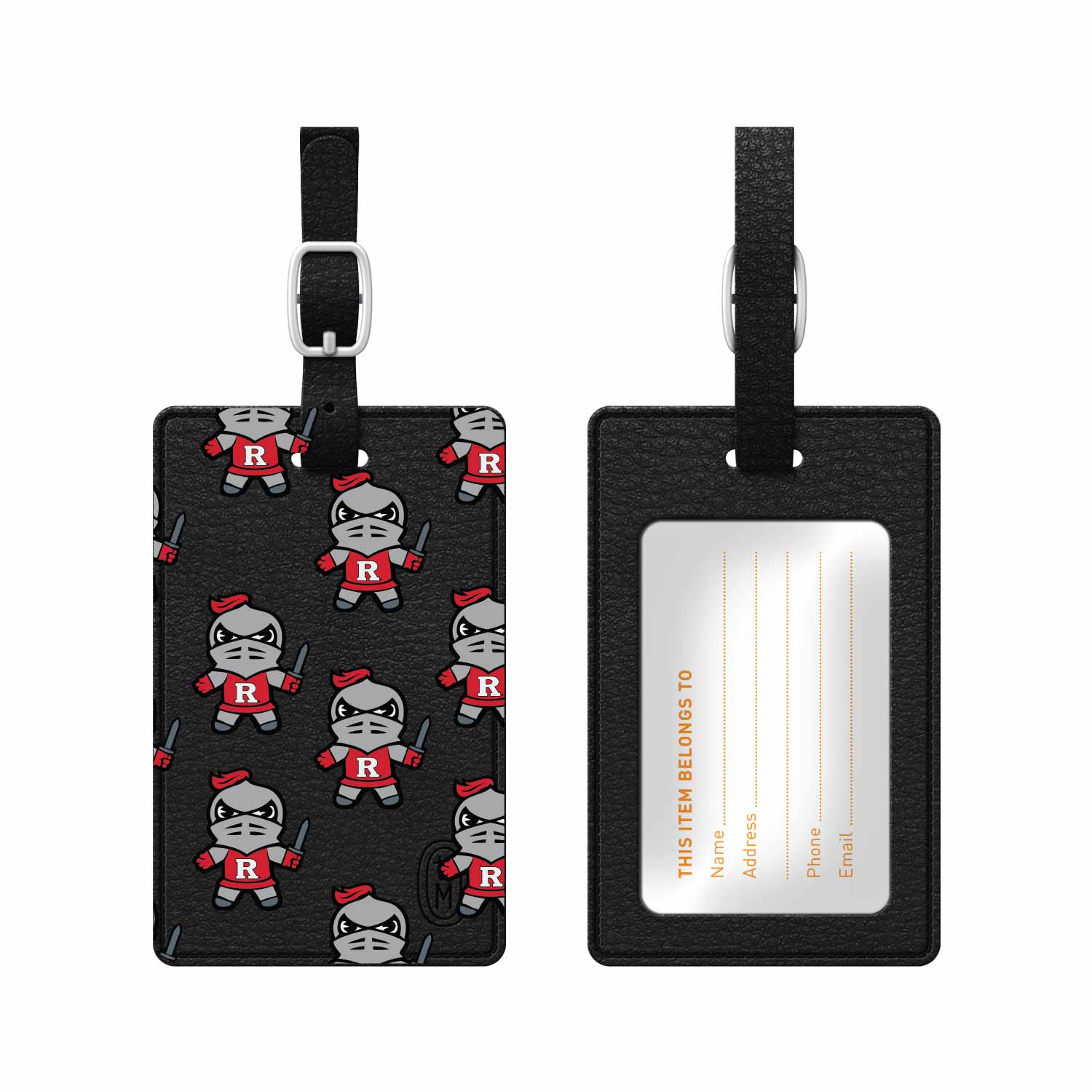 Rutgers University Faux Leather Luggage Tag, Tokyodachi Mascot