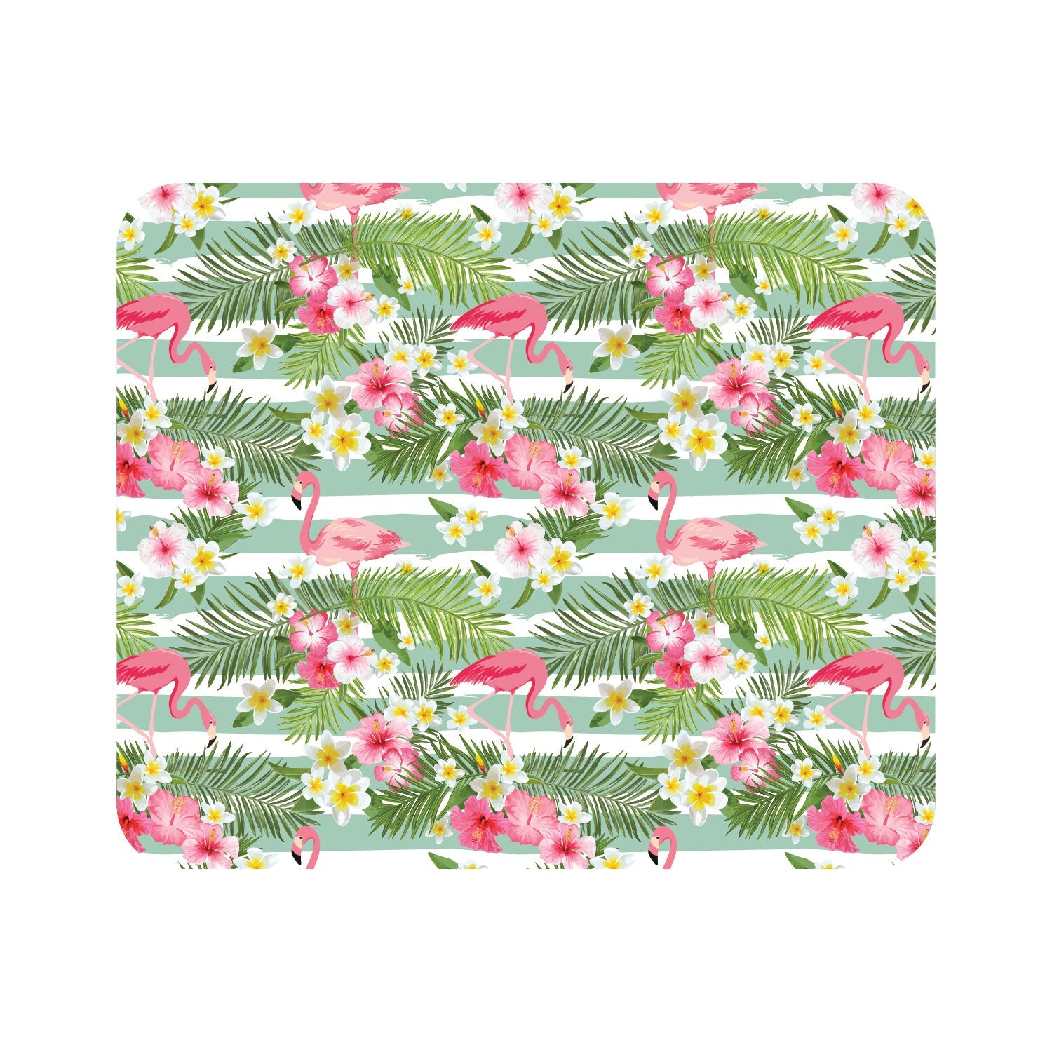 OTM Prints White Mouse Pad, Flamingo & Flowers