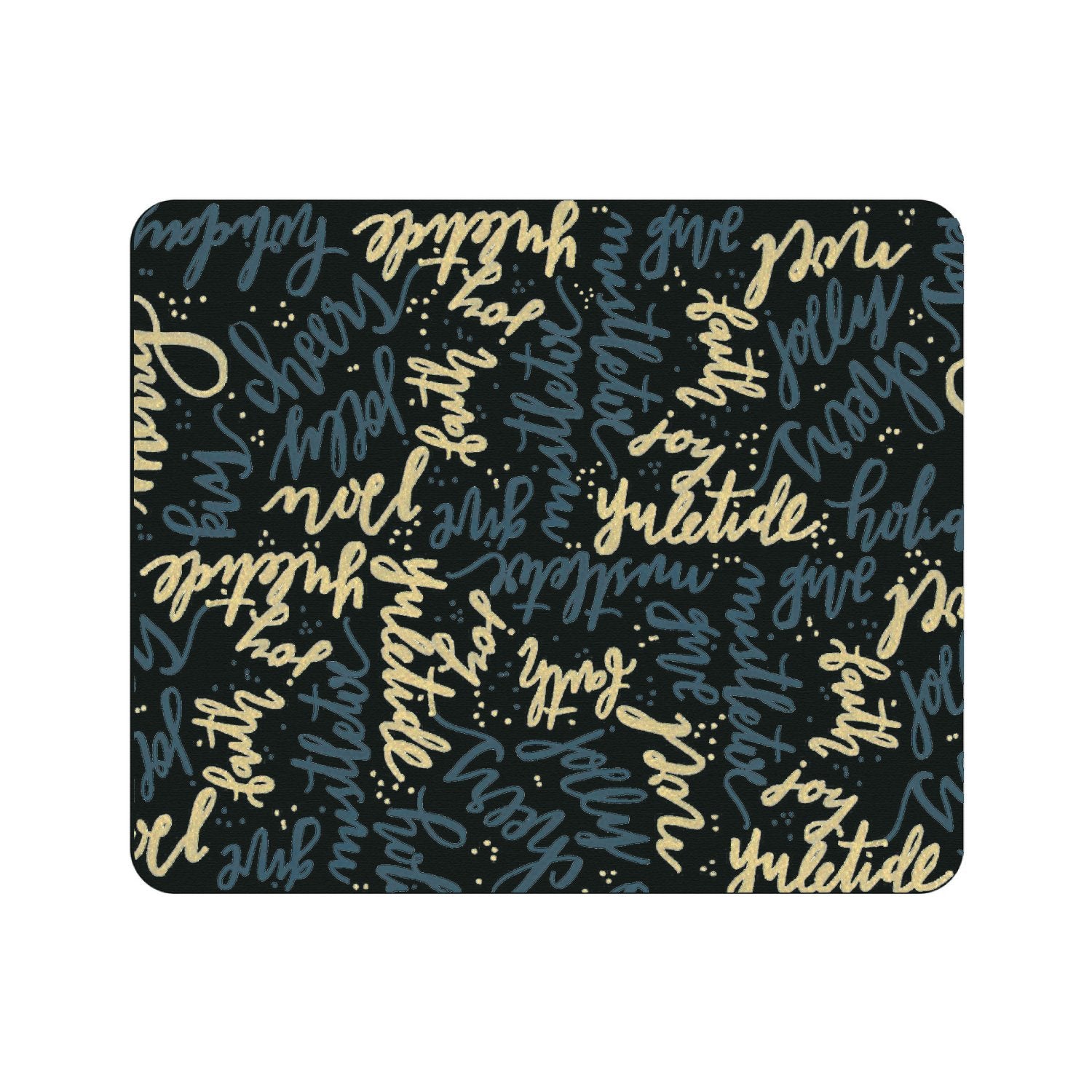 OTM Prints Black Mouse Pad, Holiday Wishes Gold