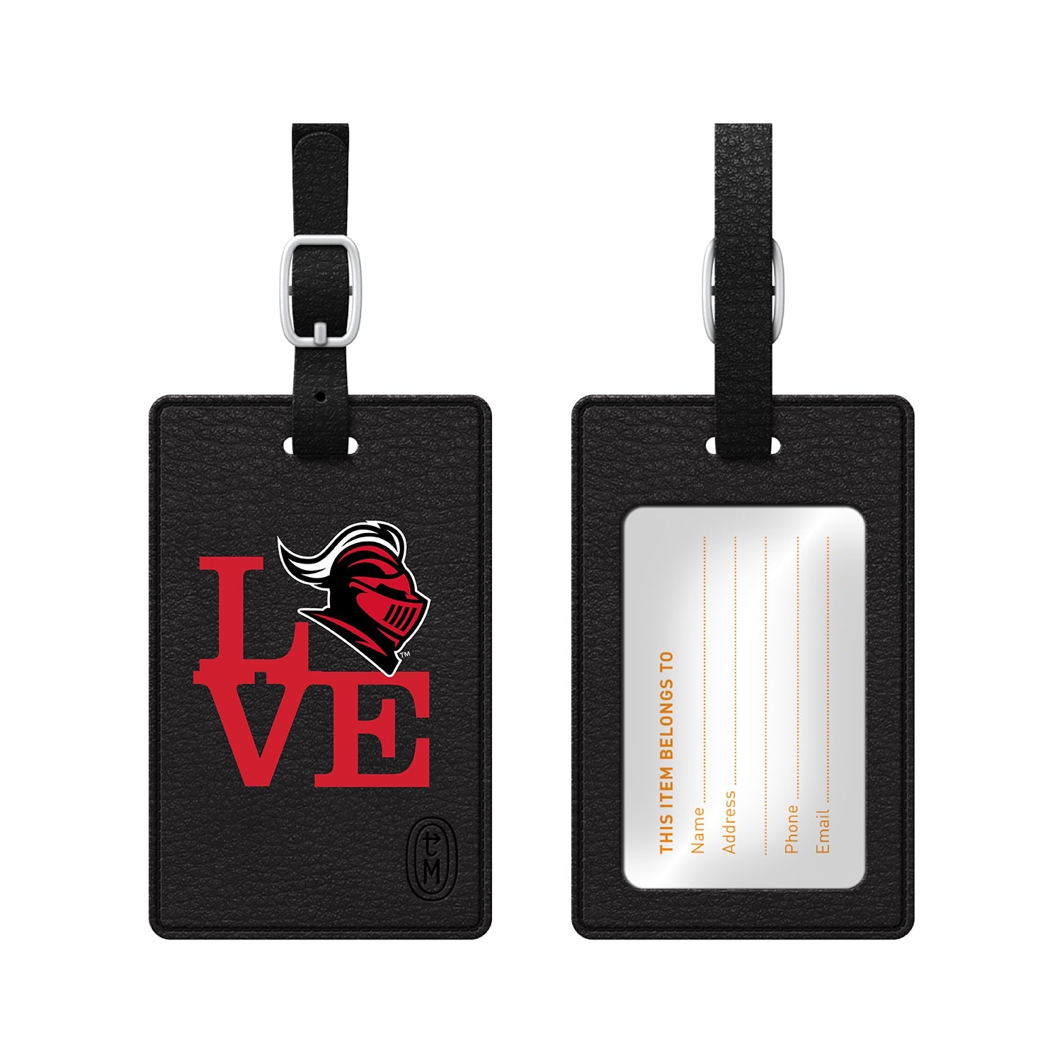 Rutgers University Faux Leather Luggage Tag, Love