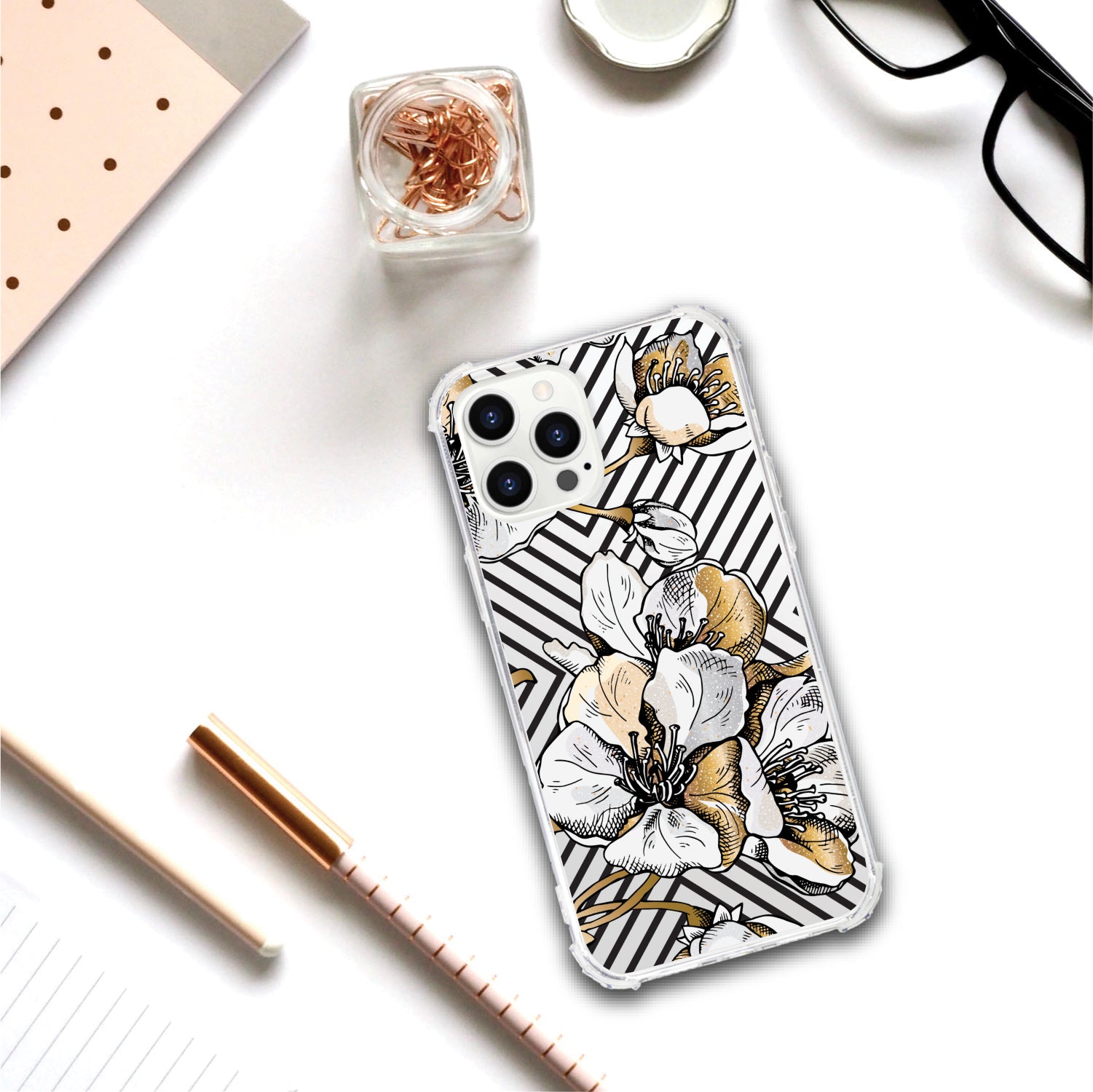 OTM Essentials | Cherry Blossoms Gold Phone Case