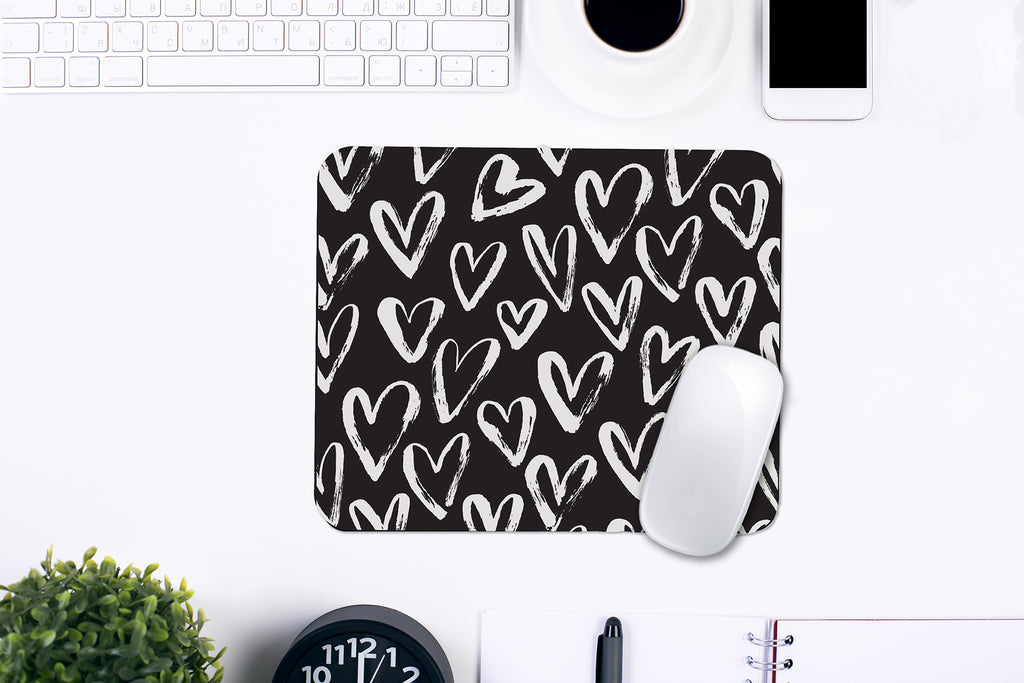 Mouse Pad, White Hearts | OTM Essentials