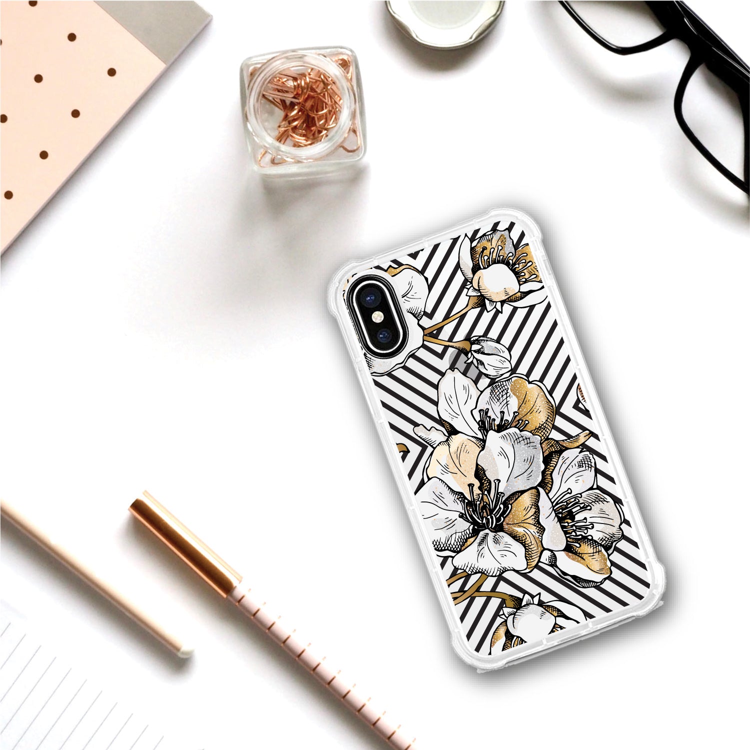 OTM Essentials | Cherry Blossoms Gold Phone Case