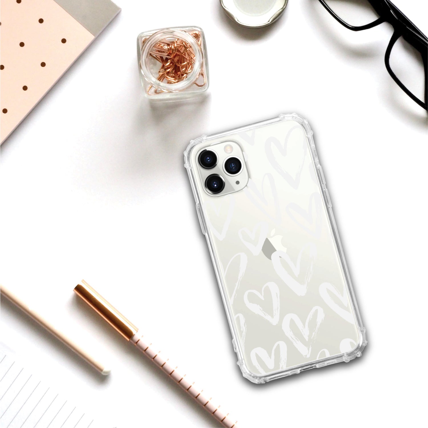 OTM Essentials | White Hearts Phone Case